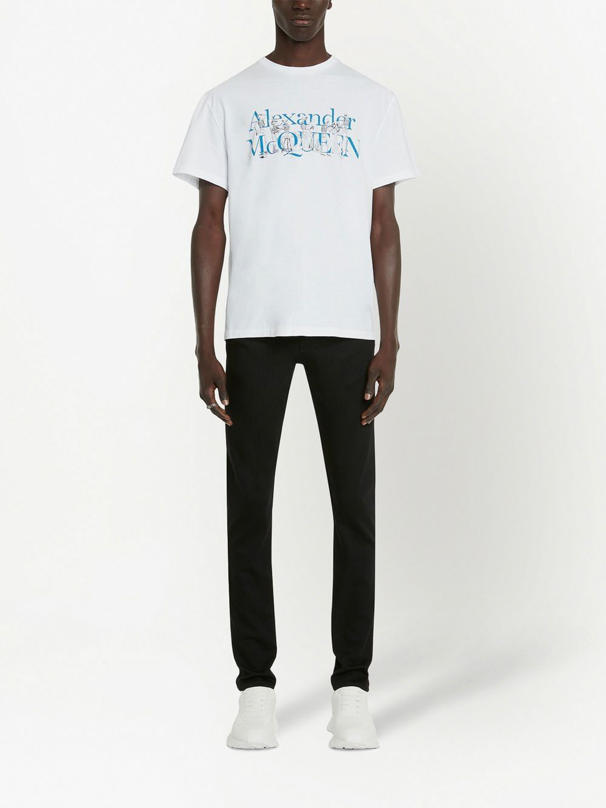 Tシャツ・カットソー Mcqueen White Cotton T-Shirt With Front Logo Print Alexander McQueen Graffiti T-shirt | White | FARFETCH JO