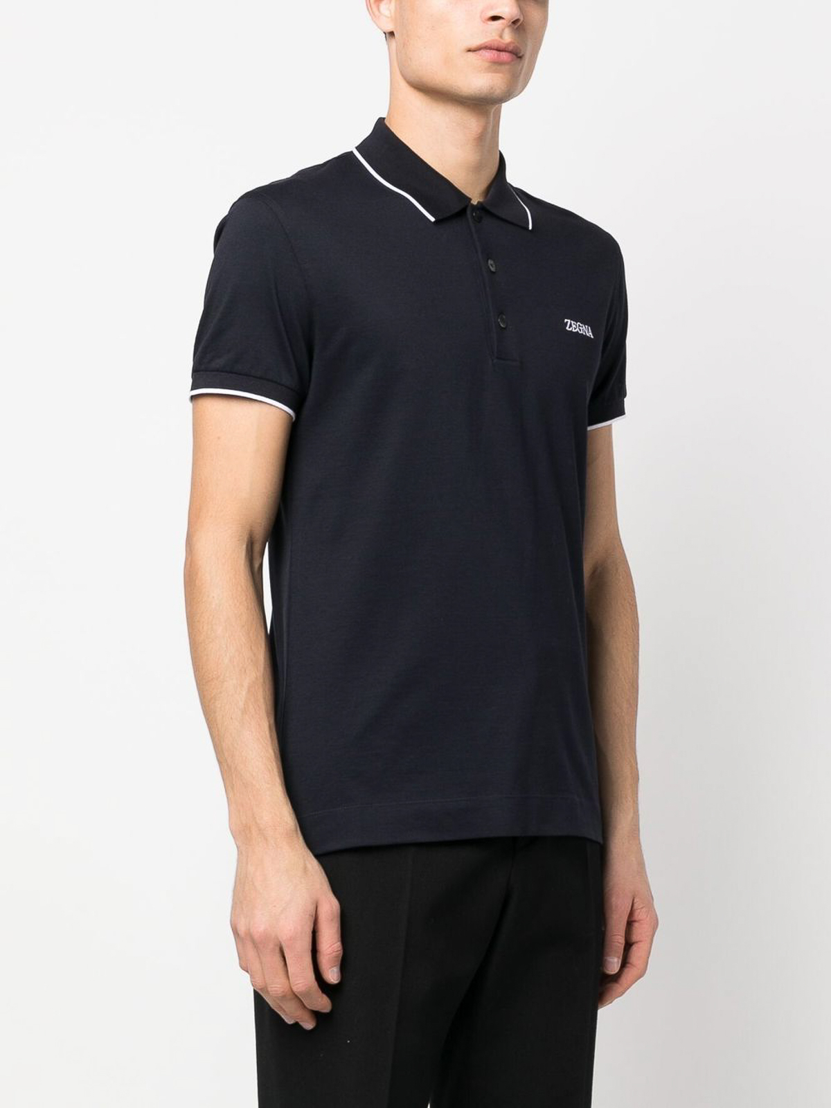 Zegna Cotton polo - Blue - Men | E7358B746B09 | thebs.com