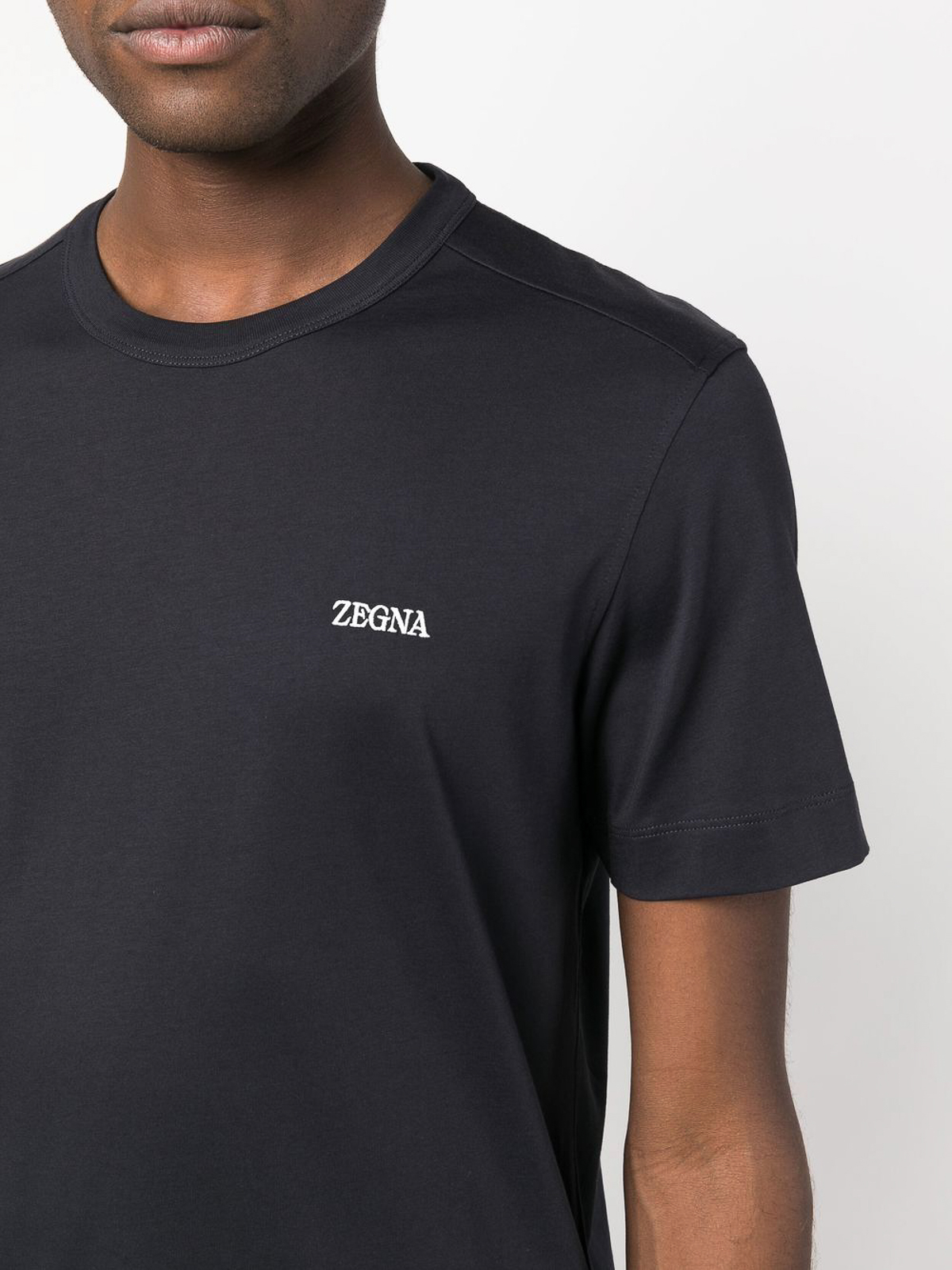 Zegna Cotton Tee - Blue - Men | E7360B760412 | thebs.com