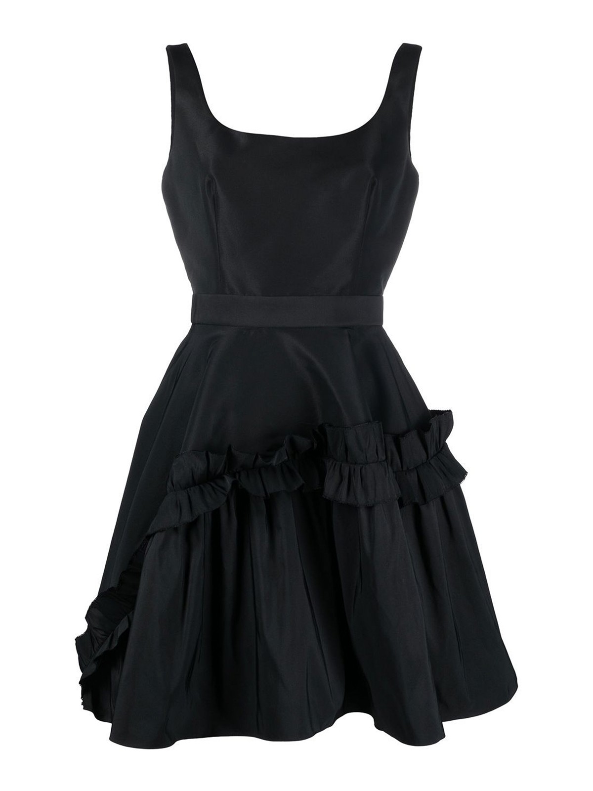 Shop Alexander Mcqueen Ruffle Mini Dress In Black
