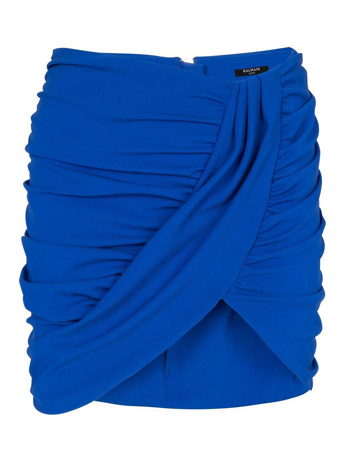 Shop Balmain Stretched Mini Skirt In Blue