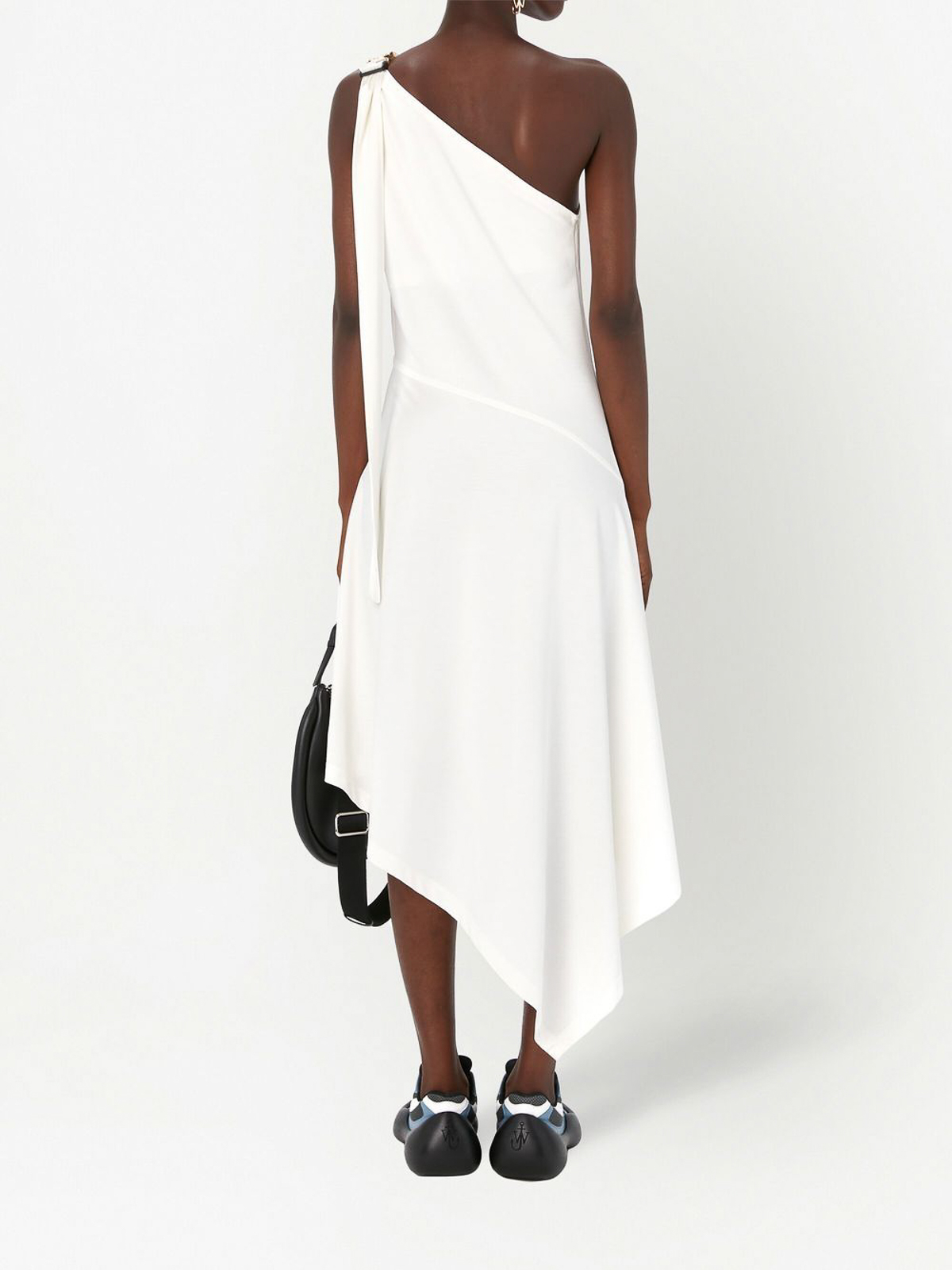 Shop Jw Anderson Asymmetric One Shoulder Dress In White