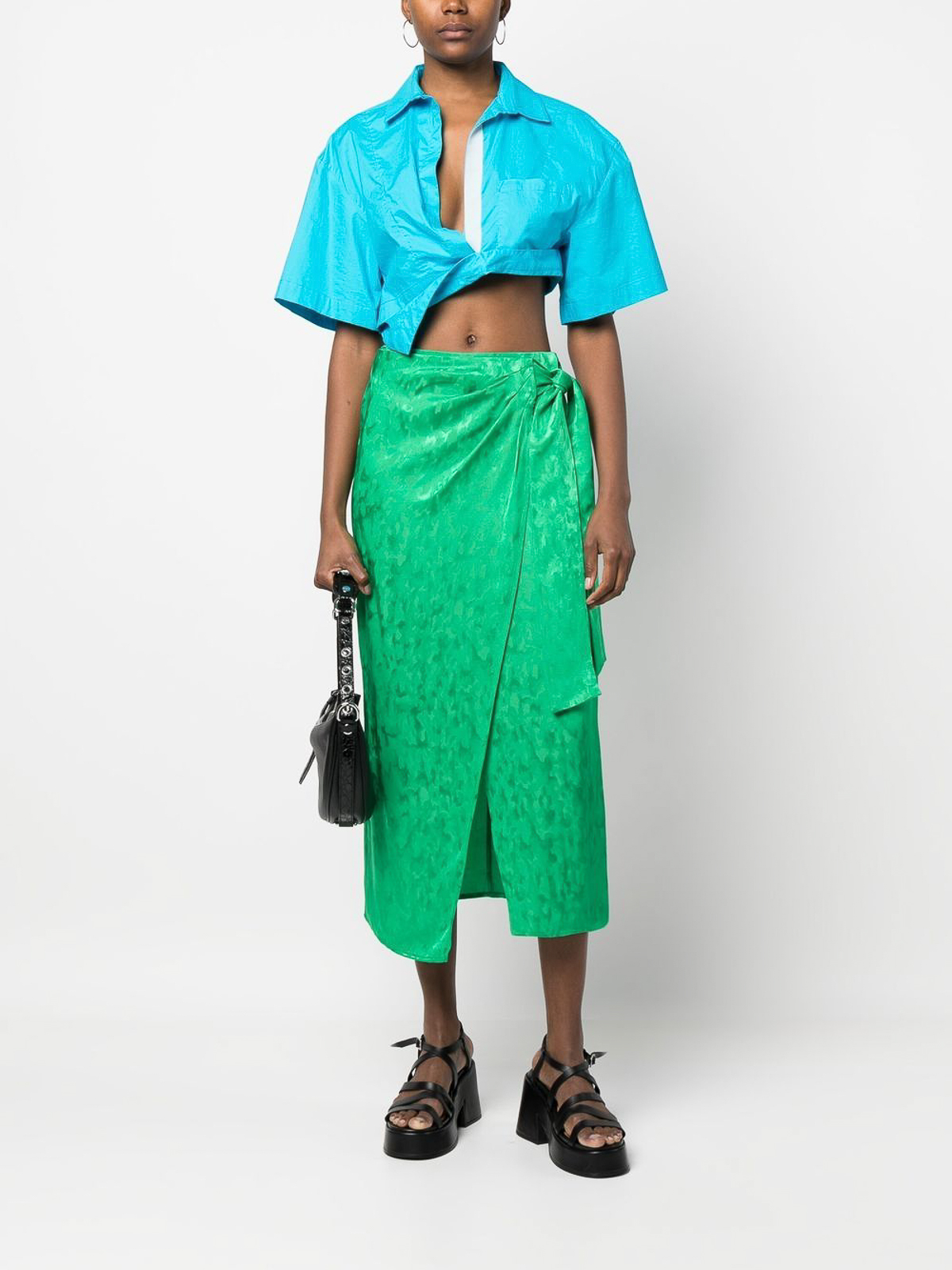 M.S.G.M. Wrap long skirt - Green - Women | 3441MDD1623710536