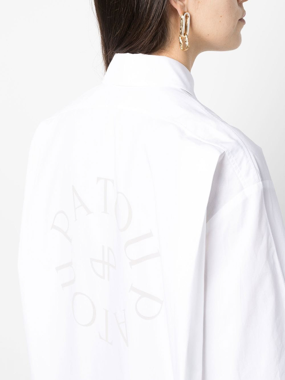 Shop Patou Logo-print Cotton Shirtdress With Logo In White