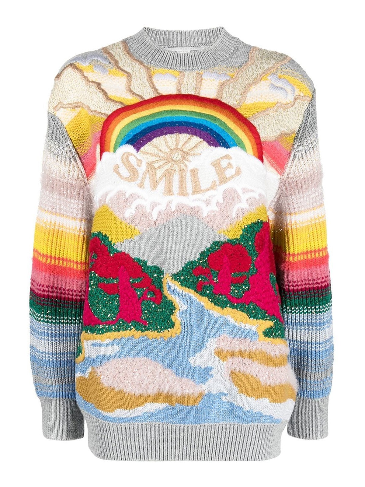 Shop Stella Mccartney Festive Smile Intarsia-knit Wool Jumper In Multicolour