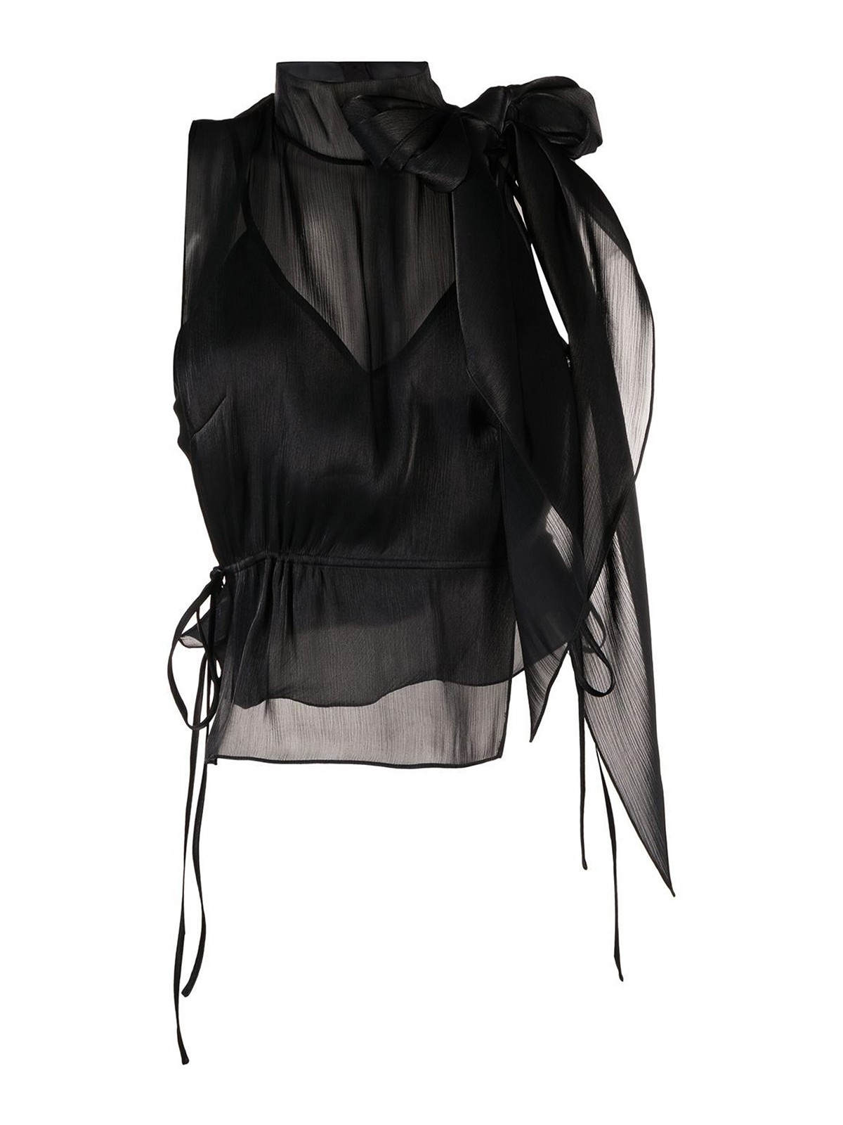 victoria beckham silk tie neck blouse