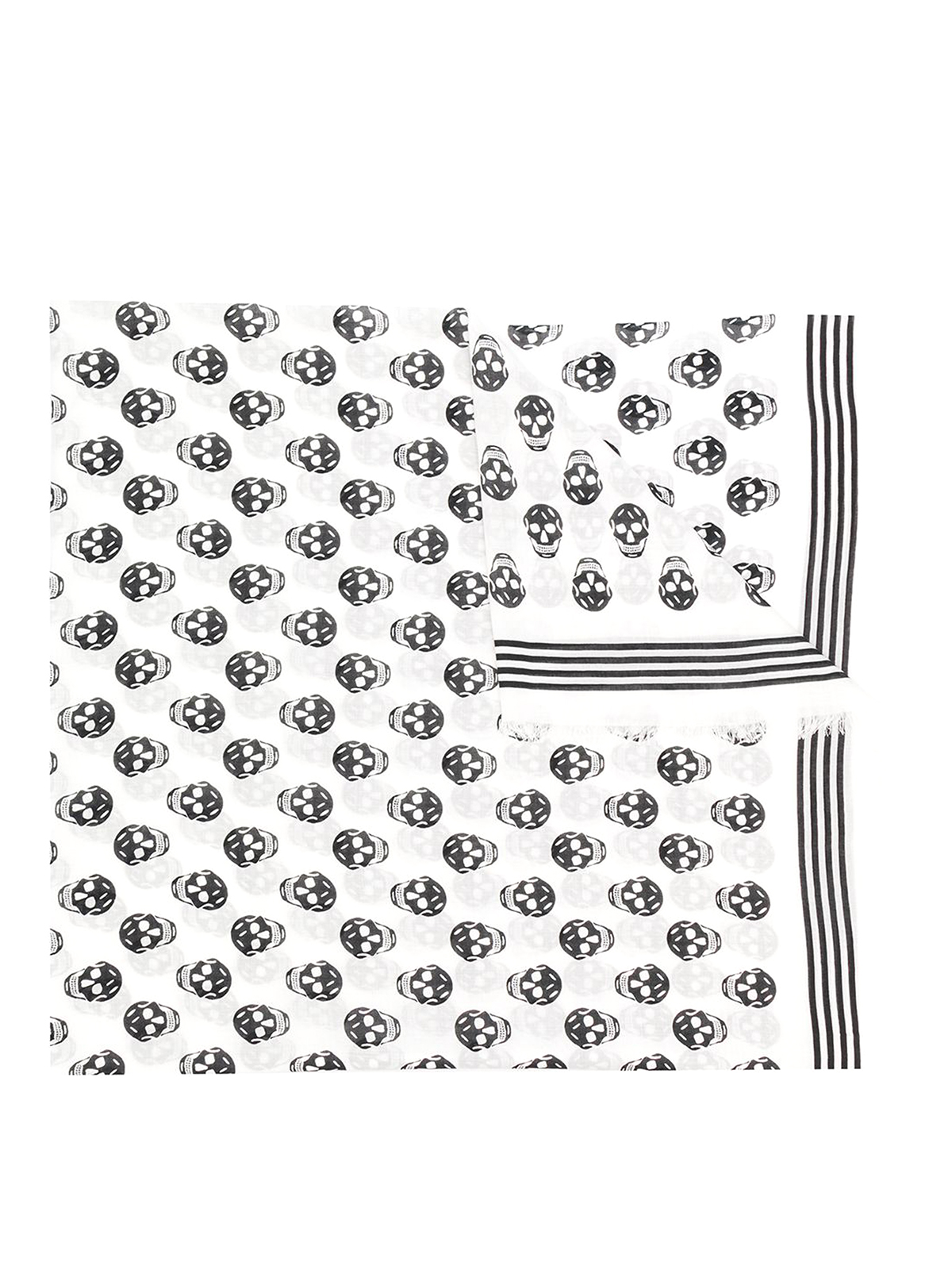 Shop Alexander Mcqueen Skull-print Scarf With Raw Edges In White