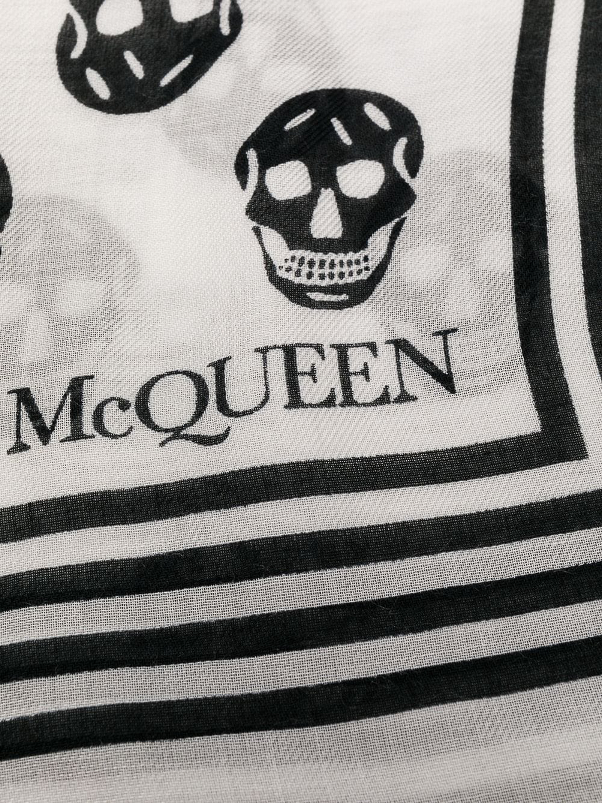 Shop Alexander Mcqueen Skull-print Scarf With Raw Edges In White