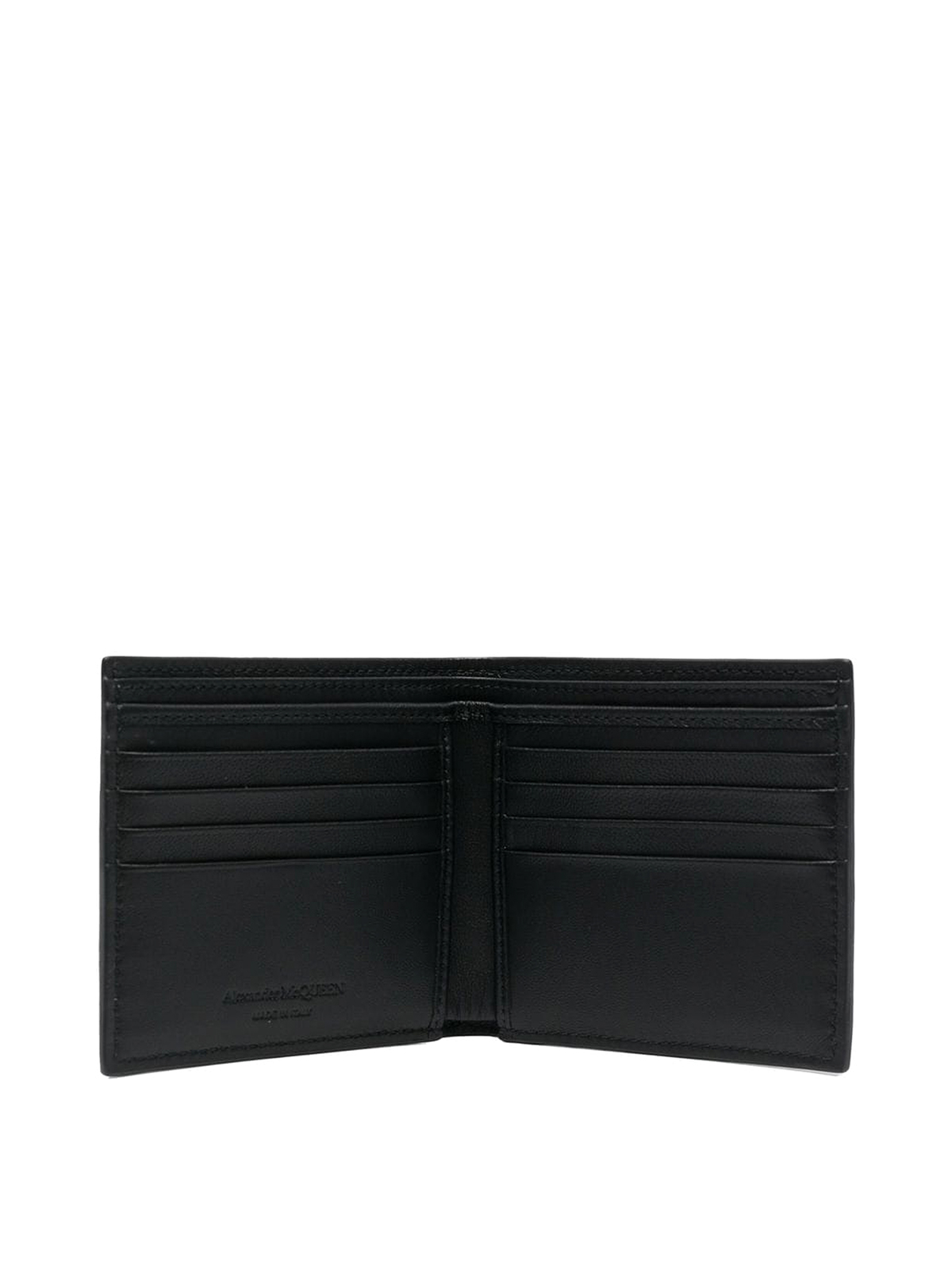 Shop Alexander Mcqueen Graffiti Logo-print Leather Bi-fold Wallet In Negro