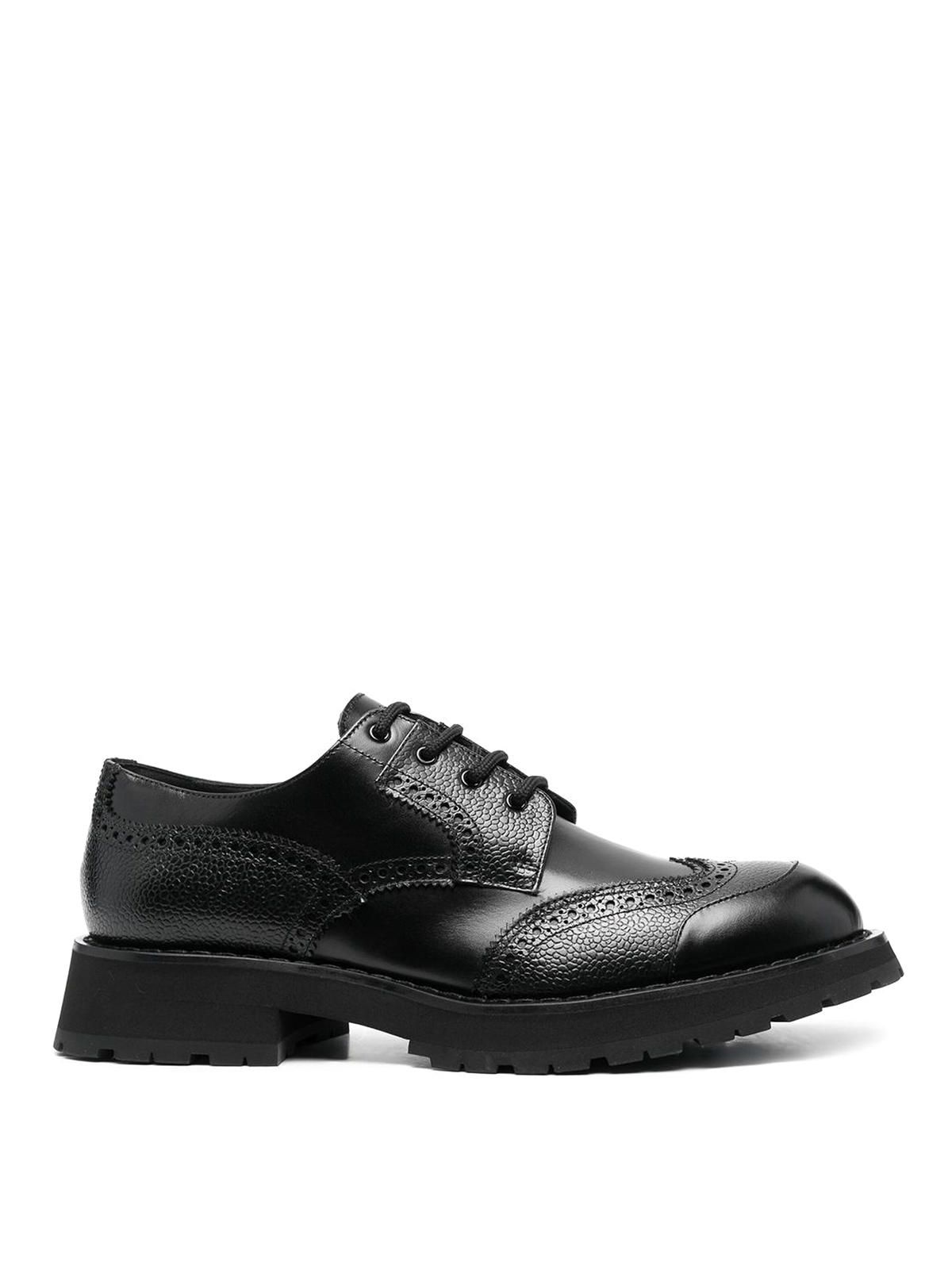 Alexander Mcqueen Polished Lace-up Fastening Brogues In Black