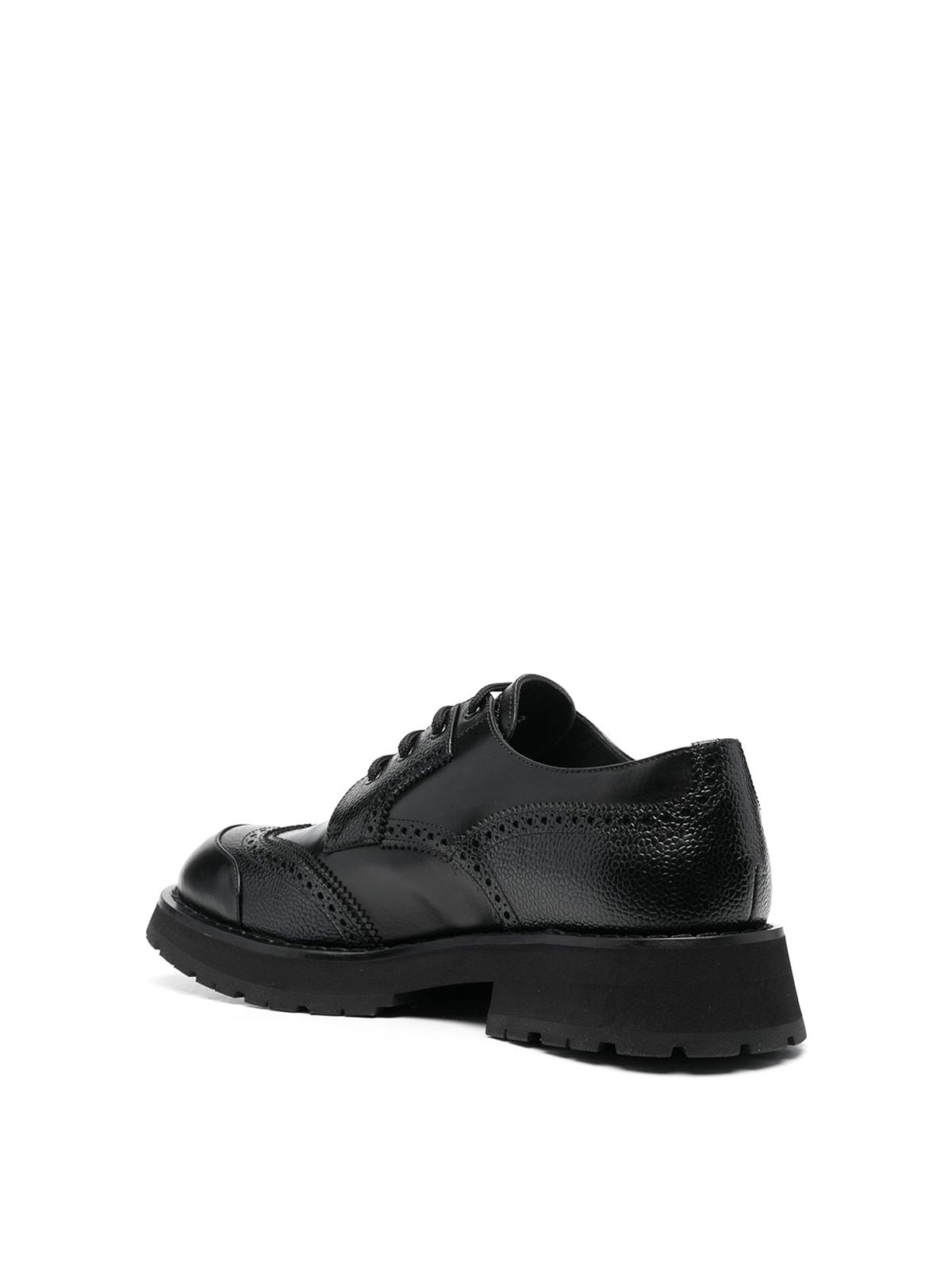 Shop Alexander Mcqueen Polished Leather Lace-up Fastening Brogues In Black