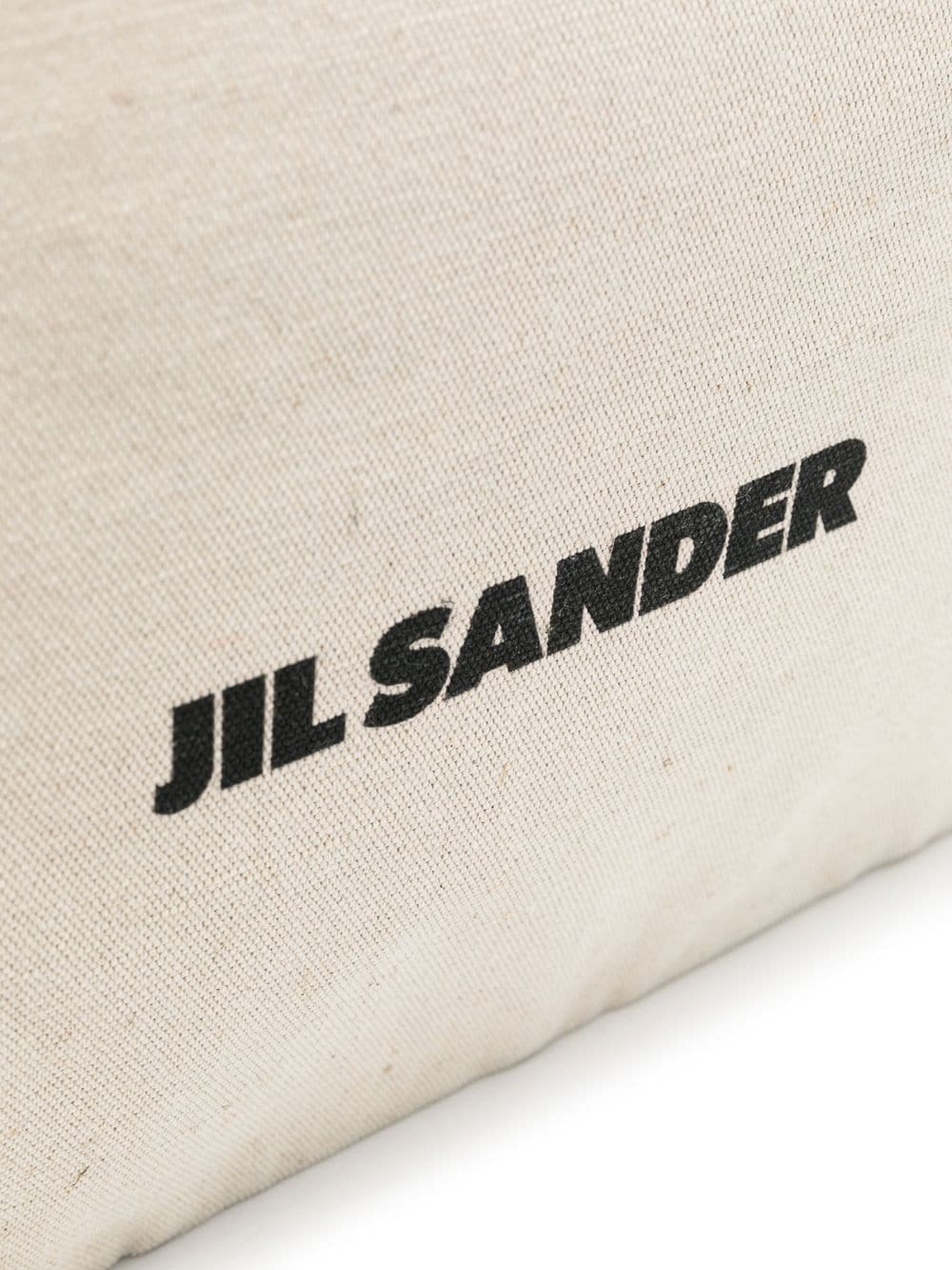 Shop Jil Sander Logo-print Cotton Bag In Beis Claro
