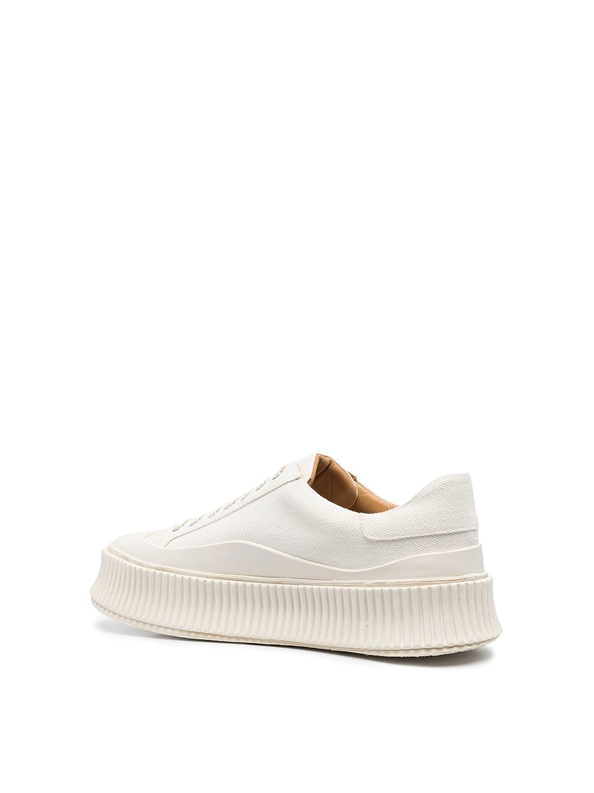 Shop Jil Sander Leather Lace-up Sneakers In Blanco