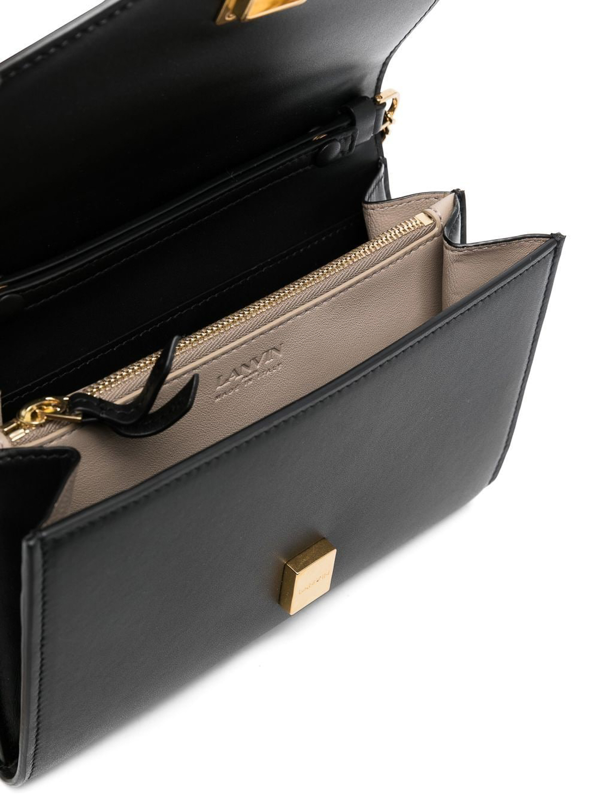 Shop Lanvin Leather Bag With Gold-tone Hardware In Black