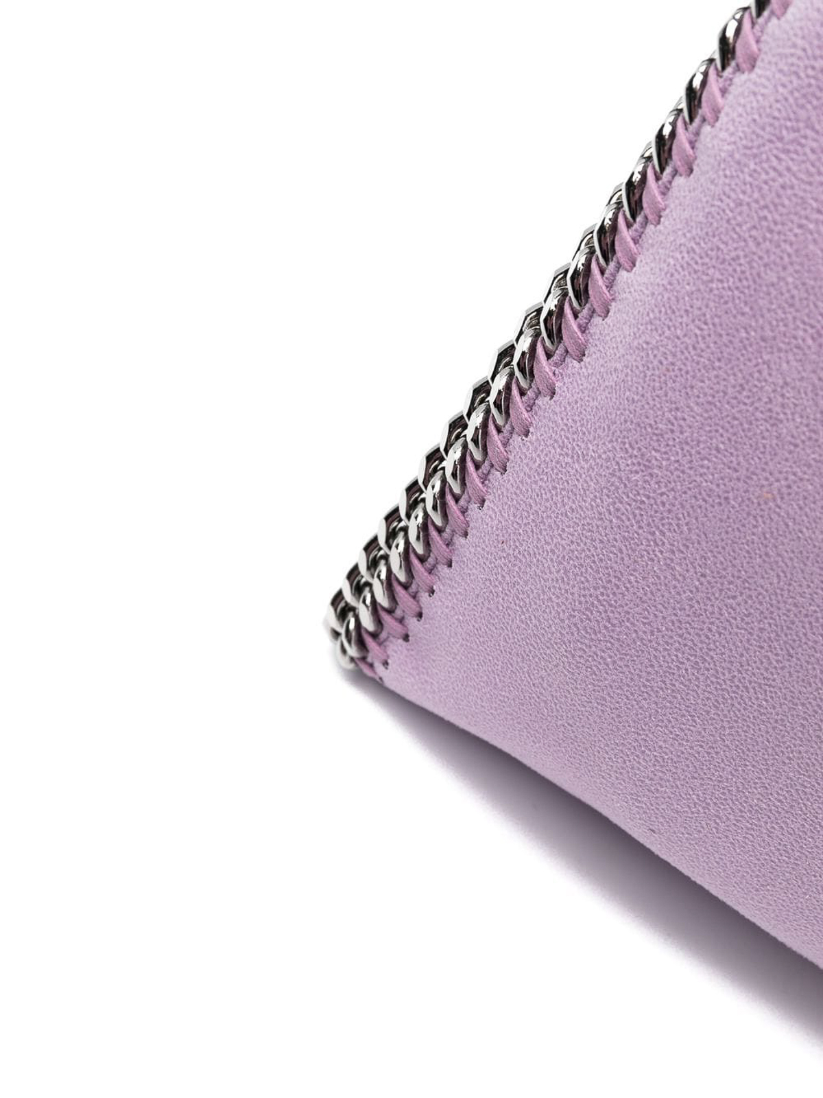 Shop Stella Mccartney Falabella Faux Leather Bag With Chain Trim In Purple