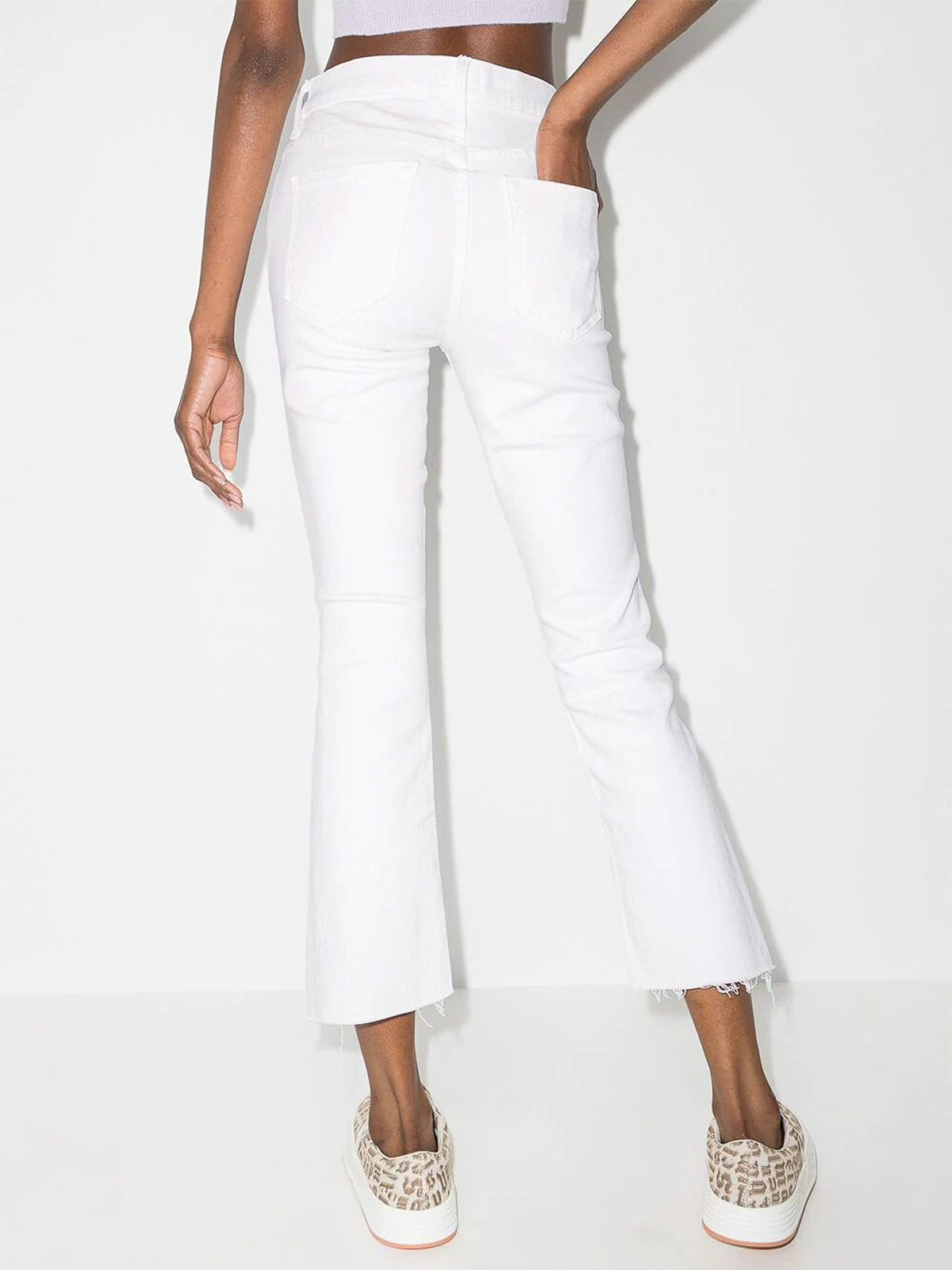 Shop Mother The Insider Crop Step Fray - Blanco In White