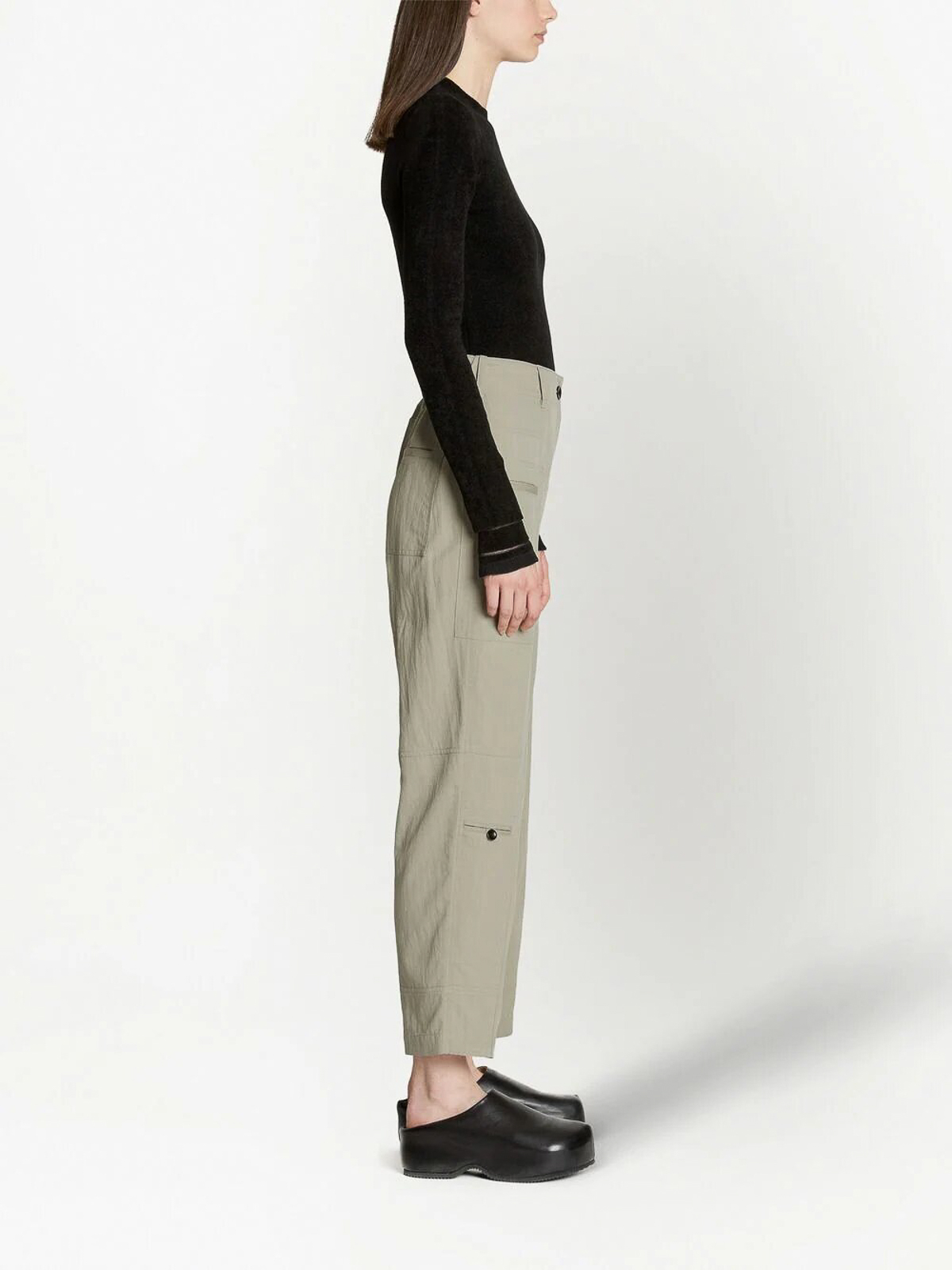Shop Proenza Schouler Drapey Suiting Pocket Pants In Grey