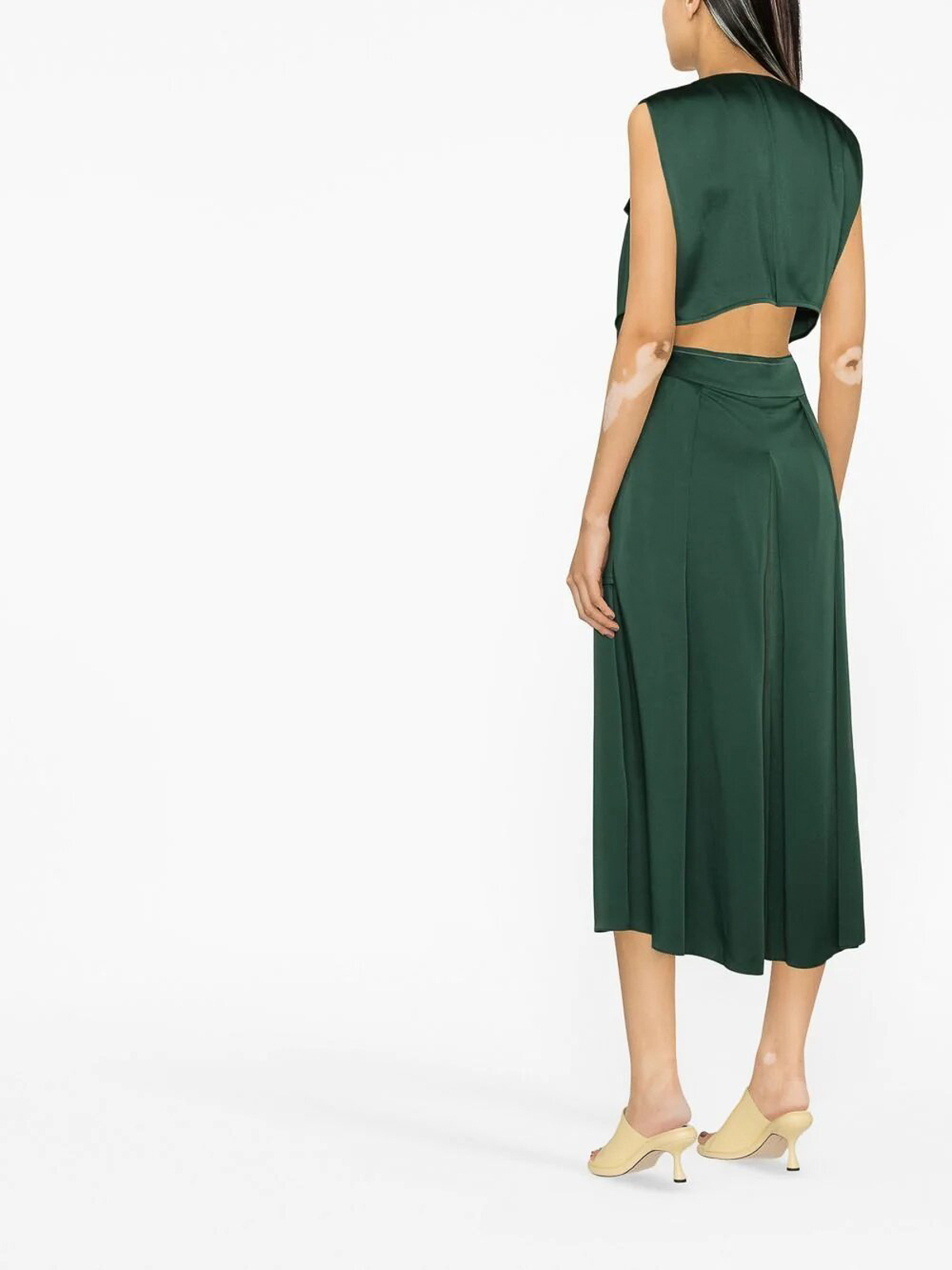 green emerald velvet dress Mid-Length Green Trench Dress