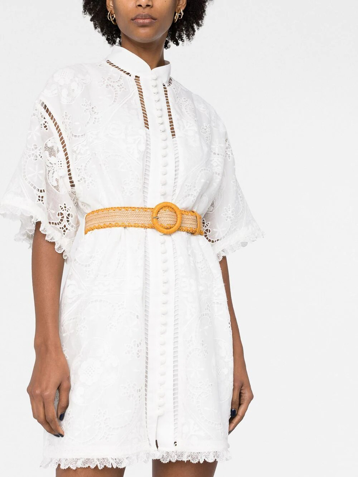 【ZIMMERMANN】Lace Shirt Dress/追跡+関税+全国送料込み Zimmermann Laurel lace shirt dress - White - Women | 5643DLAUIVO