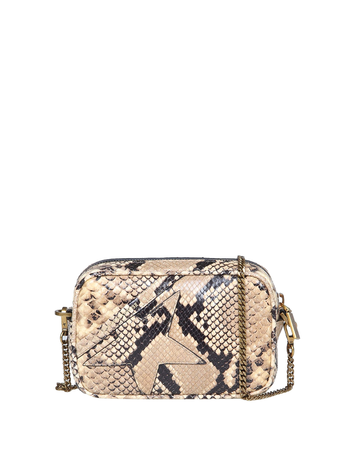 Shop Golden Goose Mini Star Bag In Snake Effect Leather In Camel