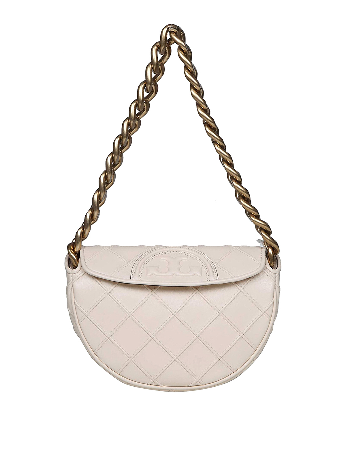 Tory Burch Bag In Quilted Leather And Chain In White