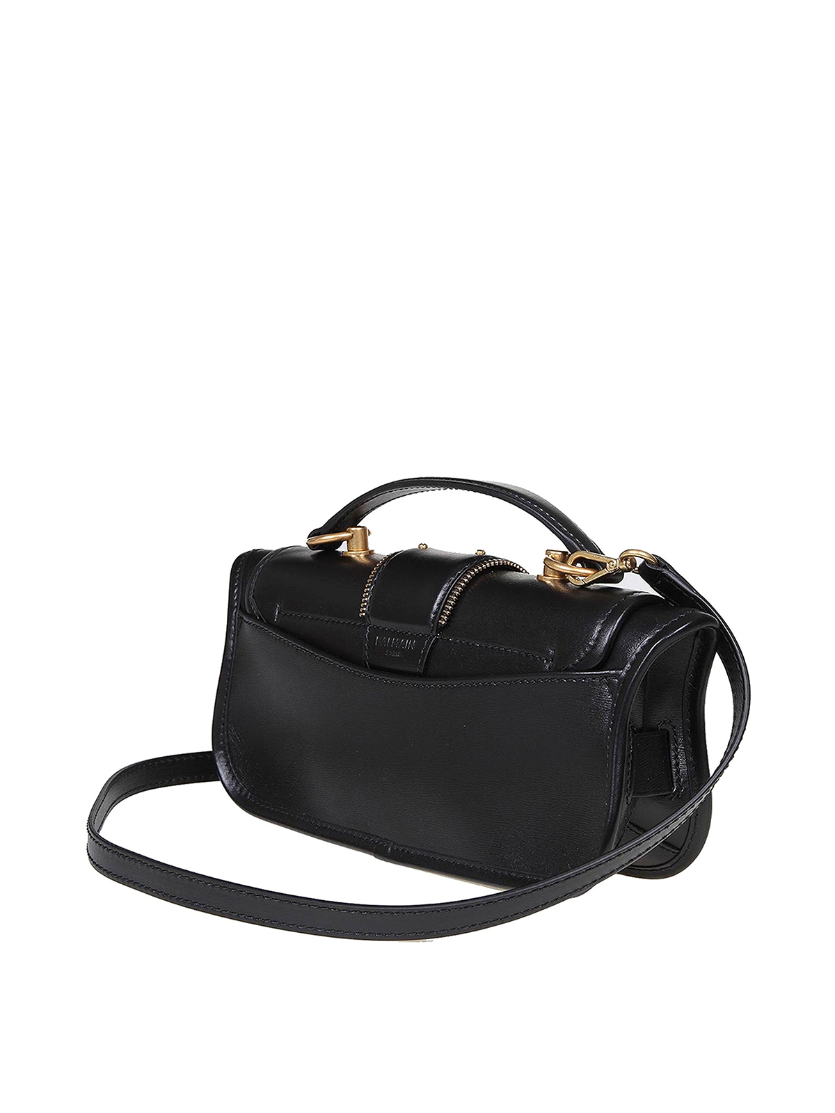 Shop Balmain Leather Bag With Strap And Zip Details In Black