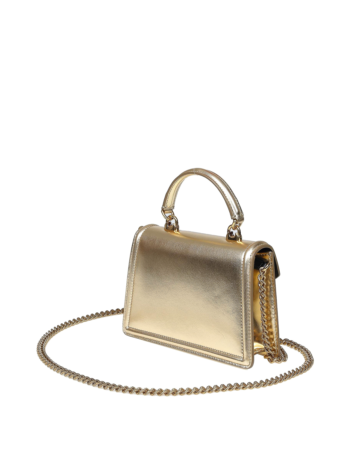 Shop Dolce & Gabbana Bag In Nappa Leather With Jeweled Heart In Gold