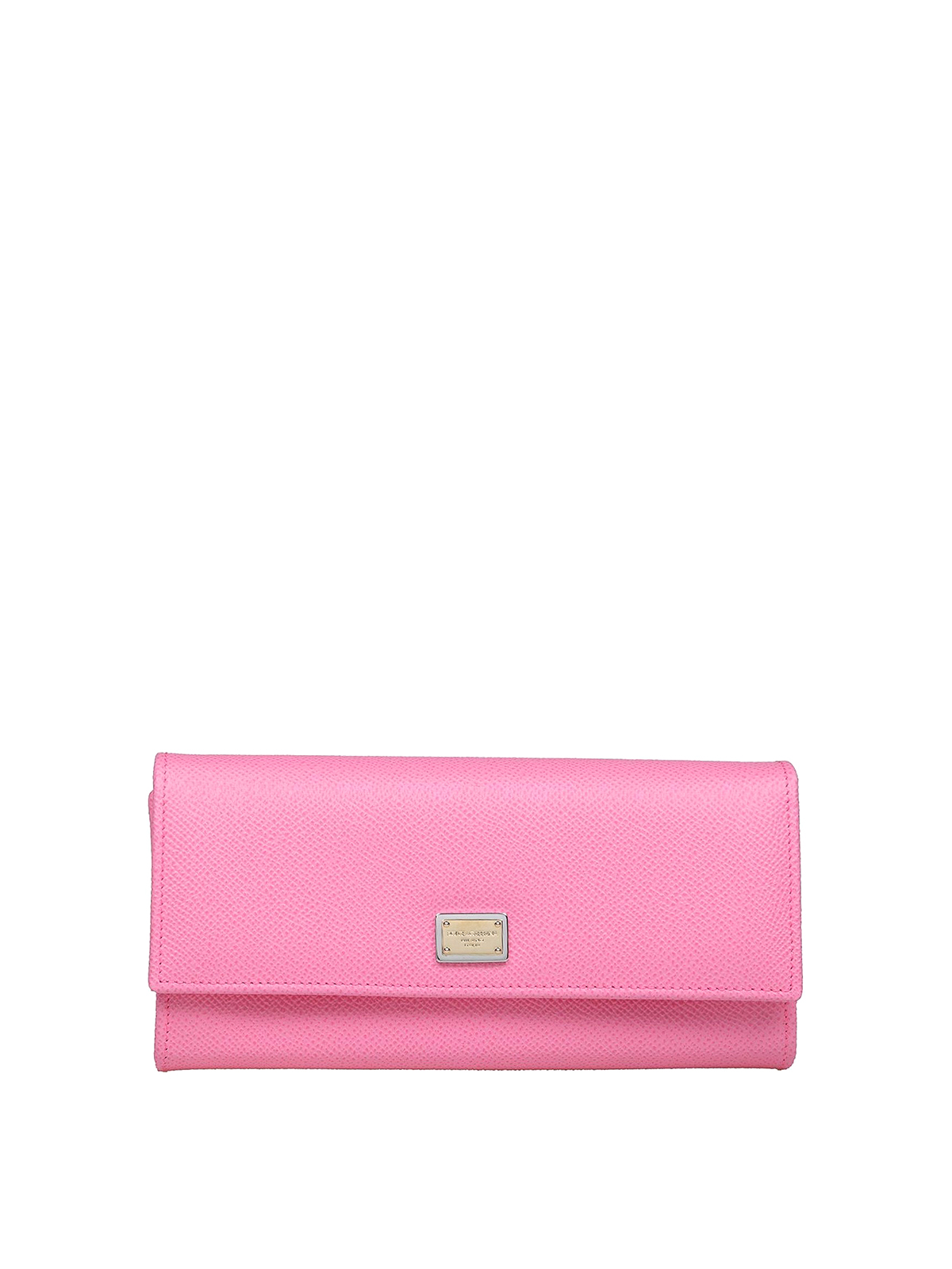Dolce & Gabbana Leather Wallet With Logoed Plate In Pink