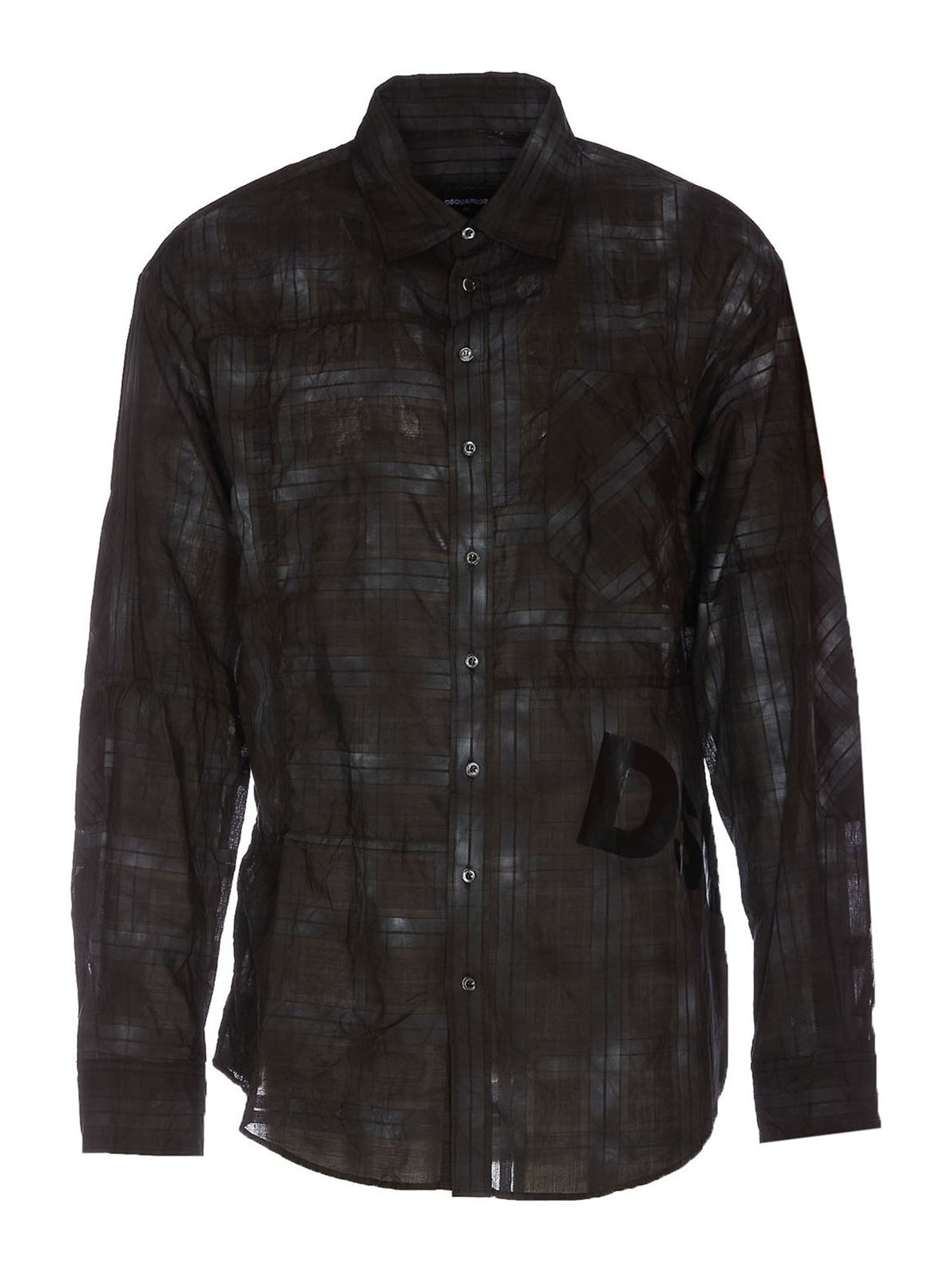 Dsquared2 Blurred Check Motif Shirt In Grey