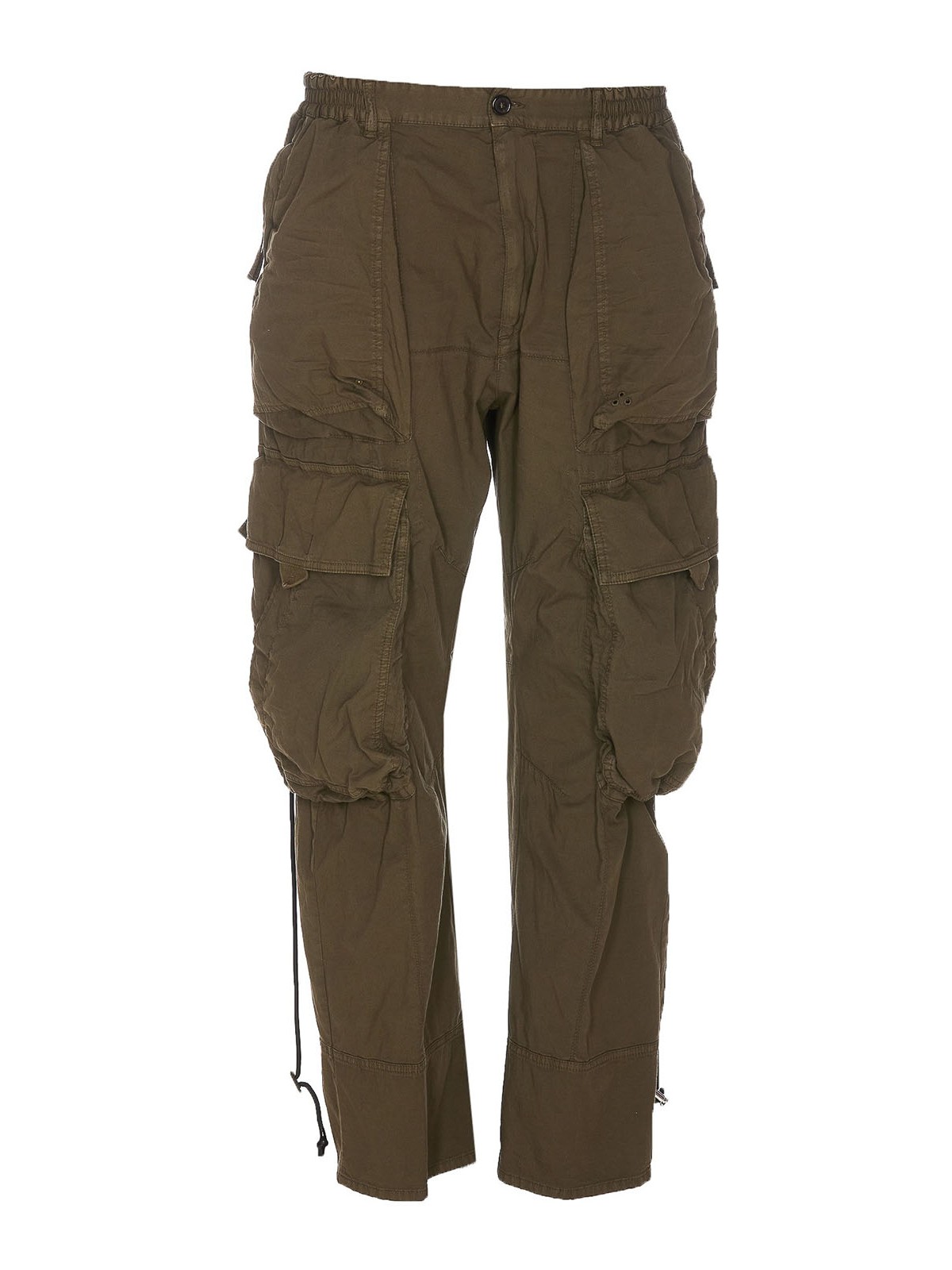 Dsquared2 Green Cotton Blend Cargo Trousers In Black