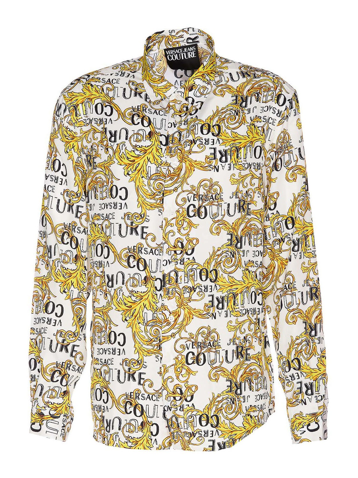 Shop Versace Jeans Couture All Over Logo Shirt In Blanco