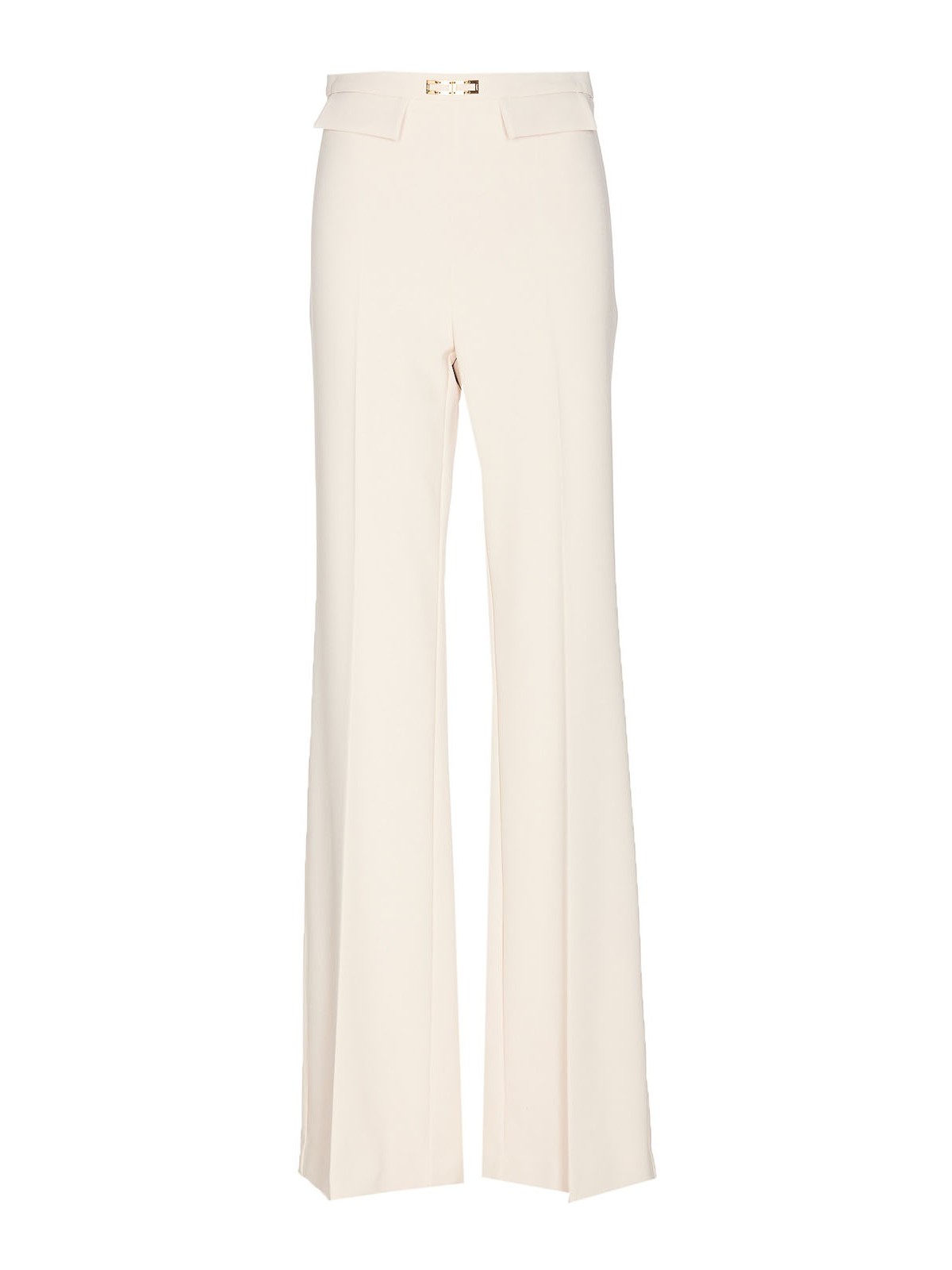 Elisabetta Franchi Belted Flared Formal Trousers In White