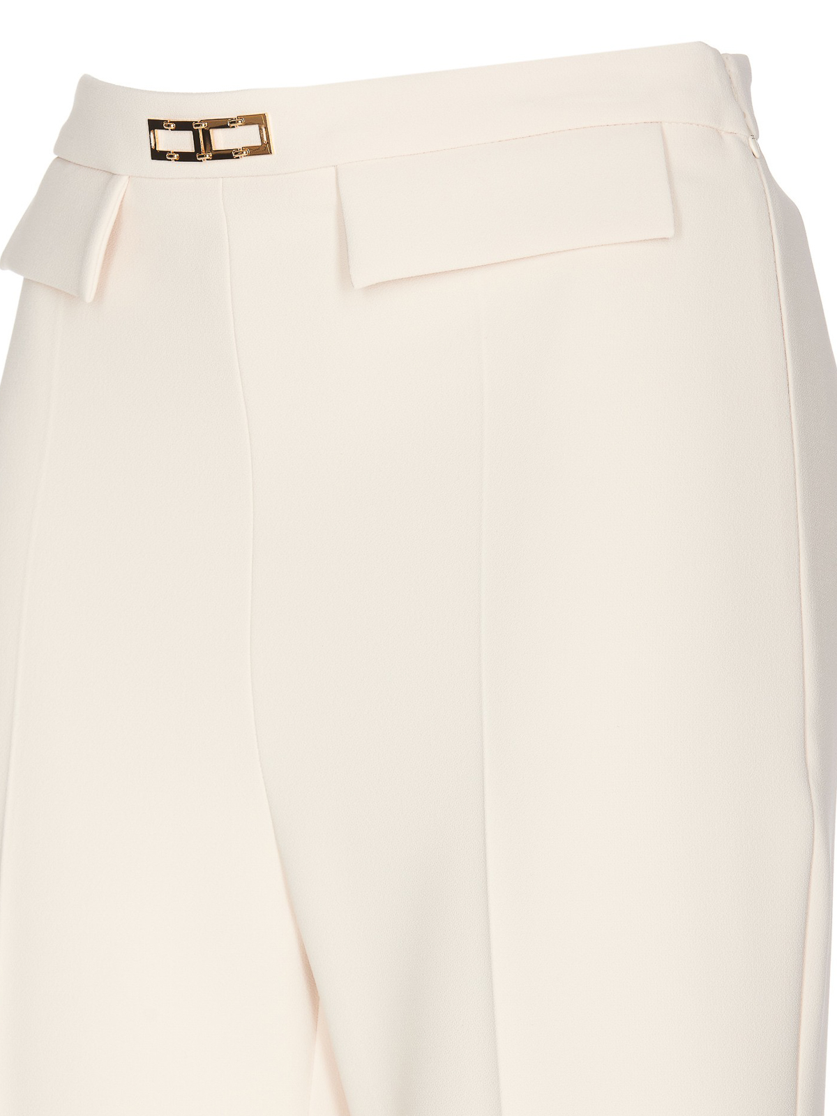 Shop Elisabetta Franchi Belted Flared Formal Trousers In White