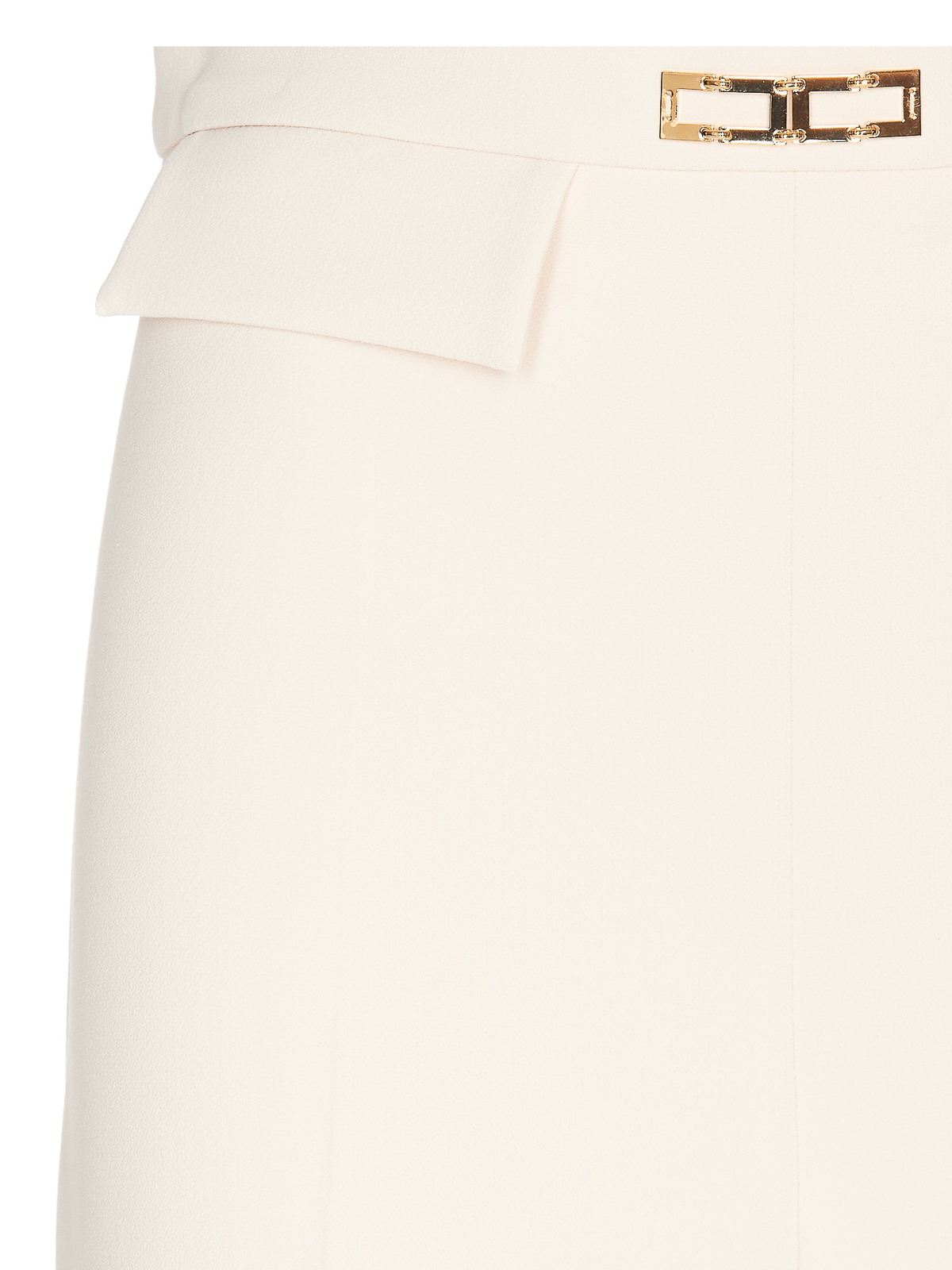 Shop Elisabetta Franchi Belted Flared Formal Trousers In White