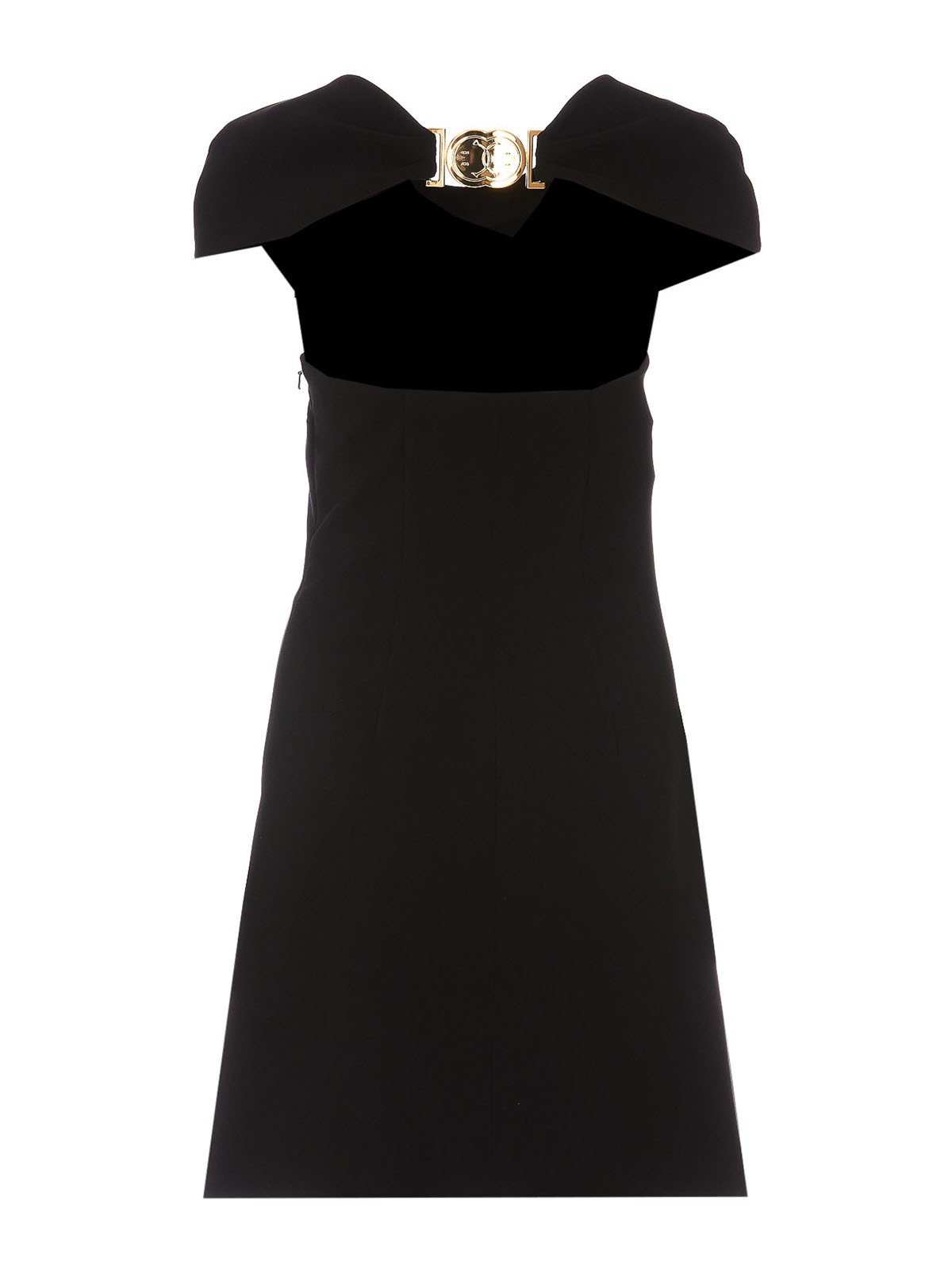 Shop Moschino Smiley Hook Closure Mini Dress In Black