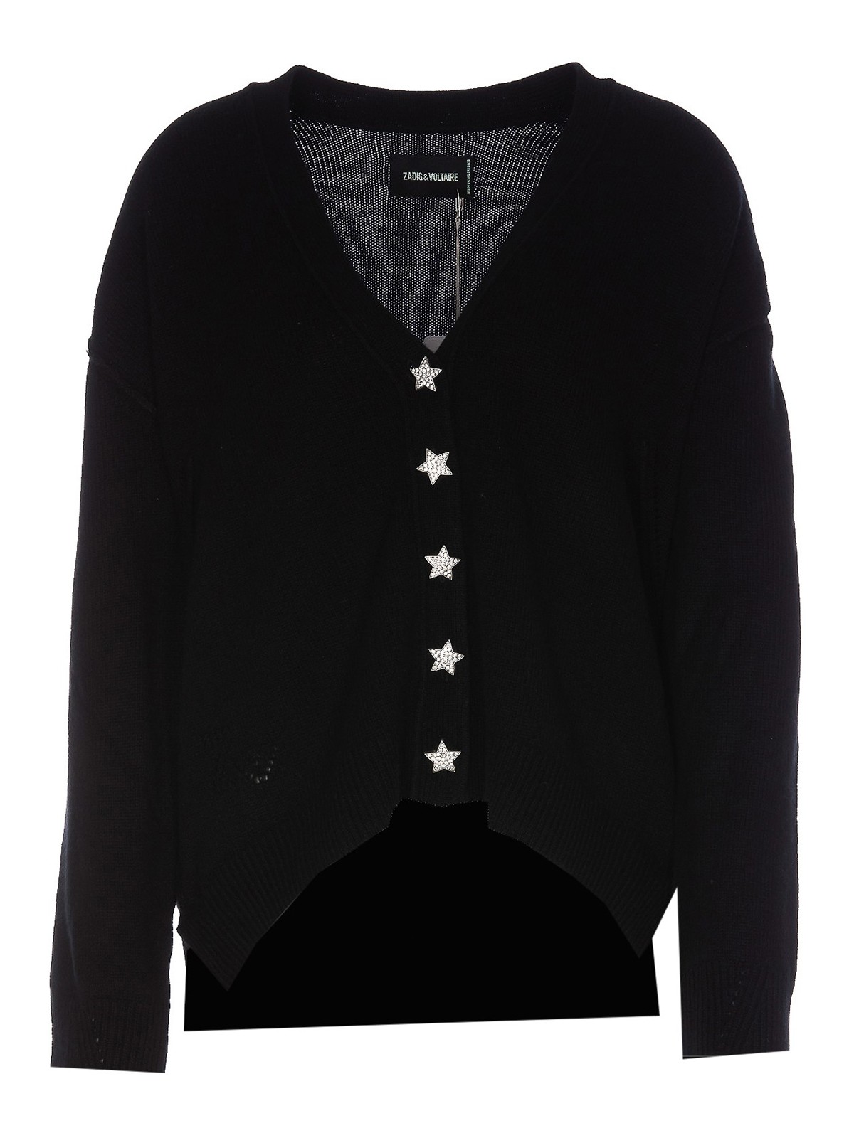 Zadig & Voltaire Frontal Glitter Star Cardigan In Black