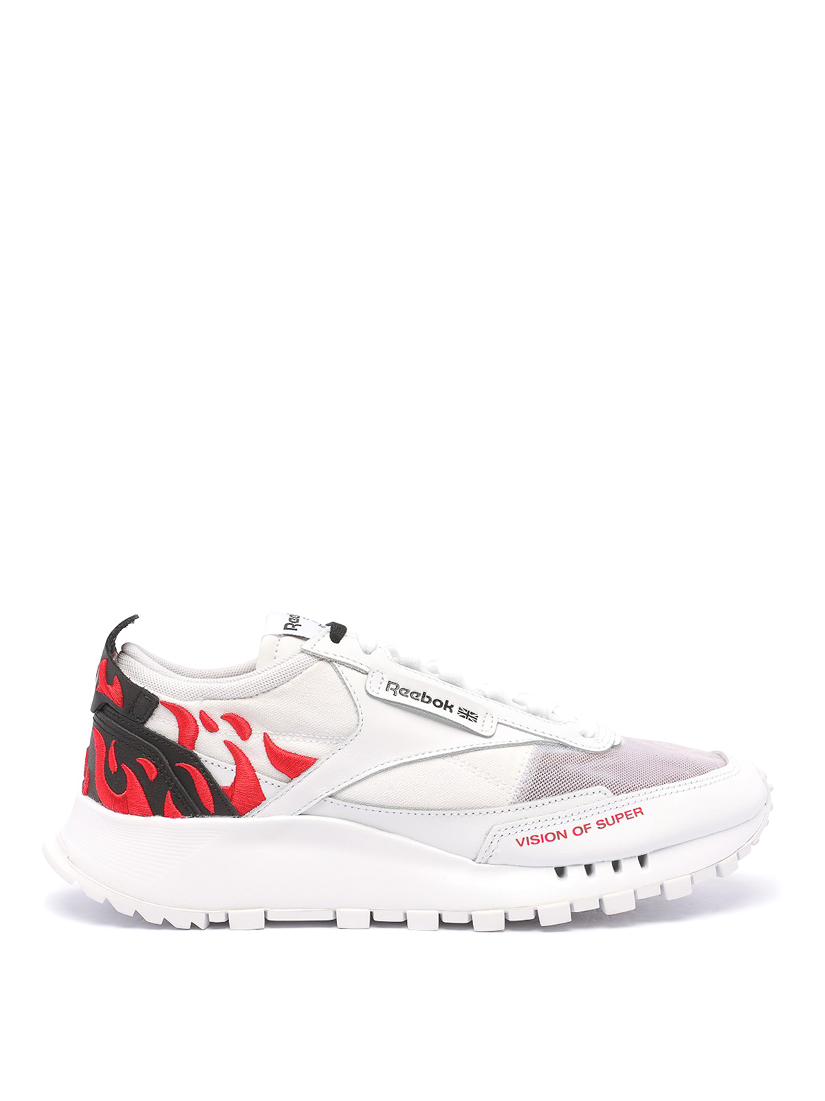 Shop Vision Of Super Flames Detail Lateral Logo Sneakers In White