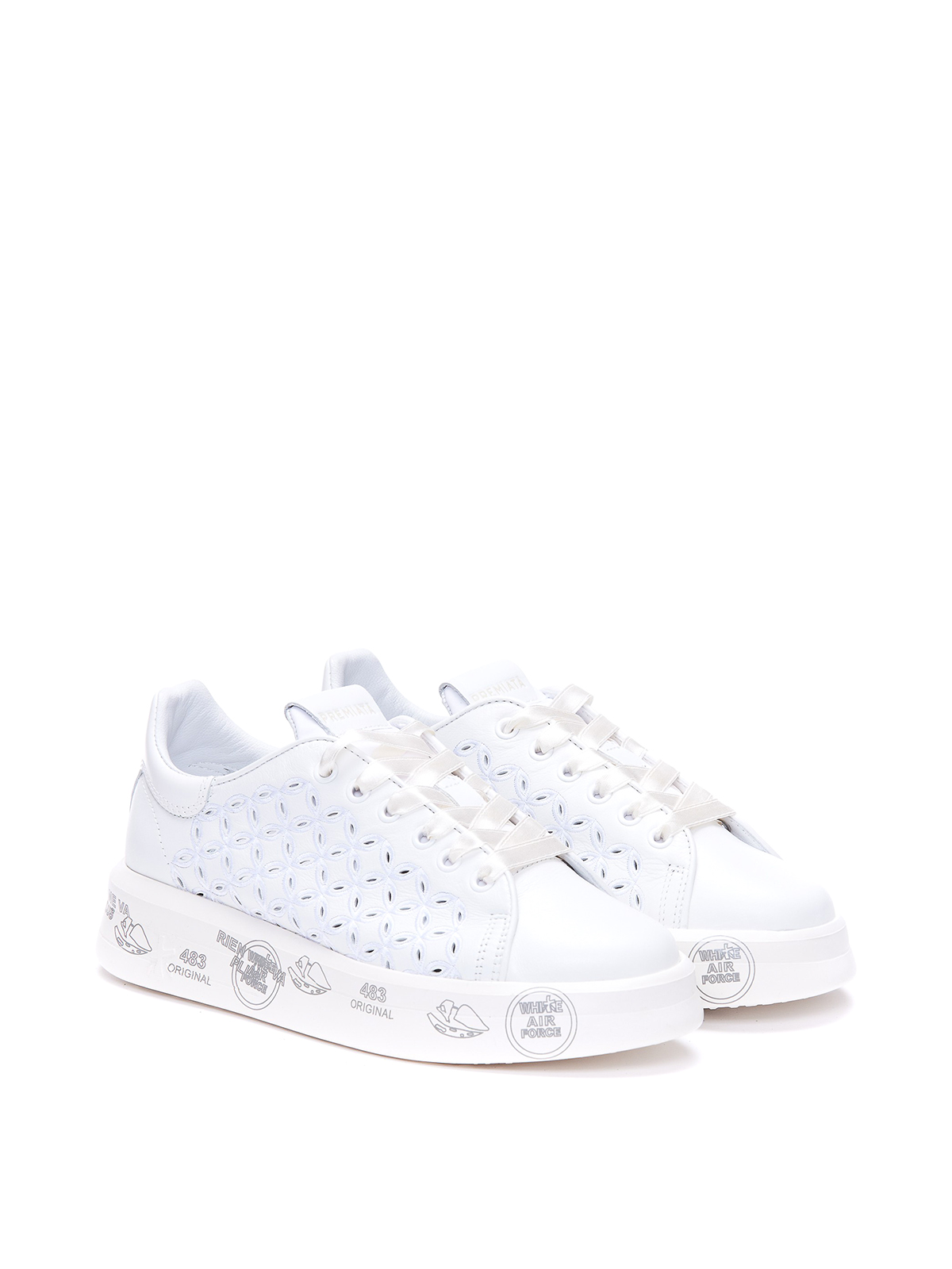 Shop Premiata Belle Leather Sneakers In White