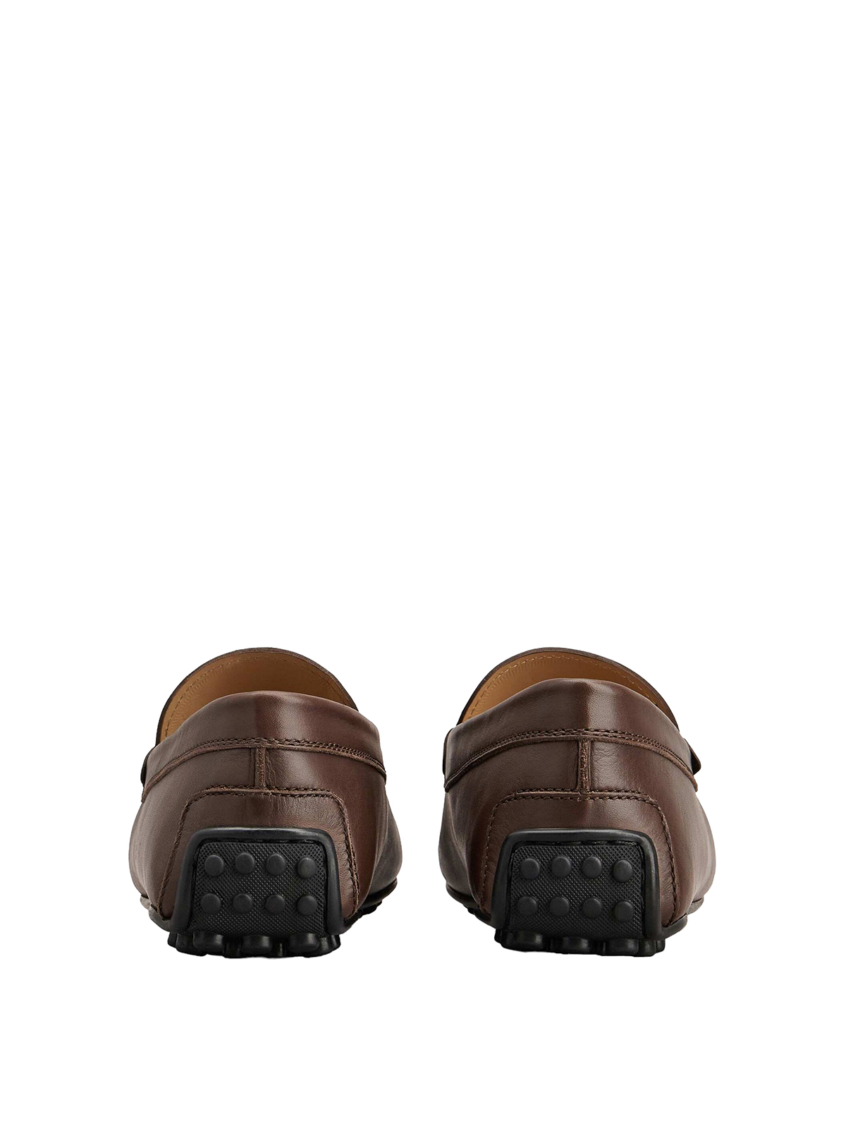 Shop Tod's City Gomminoloafers In Leather With Stitching In Marrón