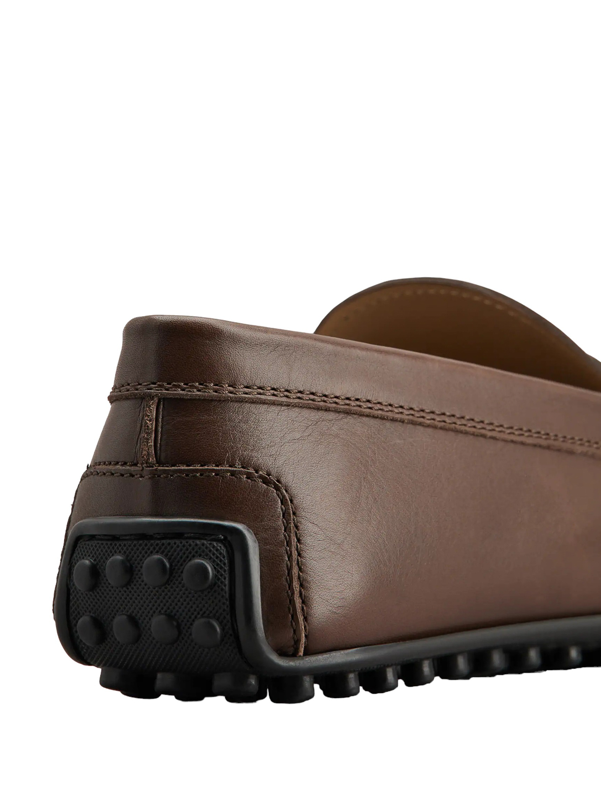 Shop Tod's City Gomminoloafers In Leather With Stitching In Marrón