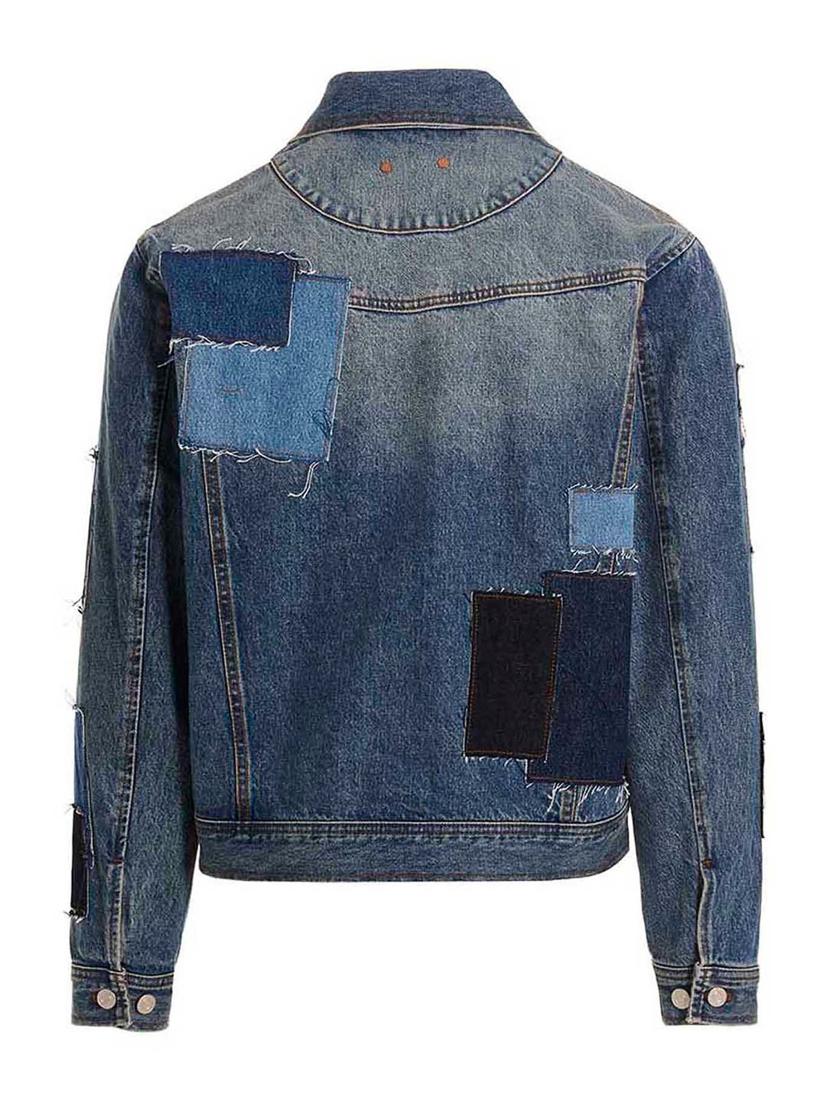 Andersson Bell Patchwork Button-Up Denim Jacket - Blue