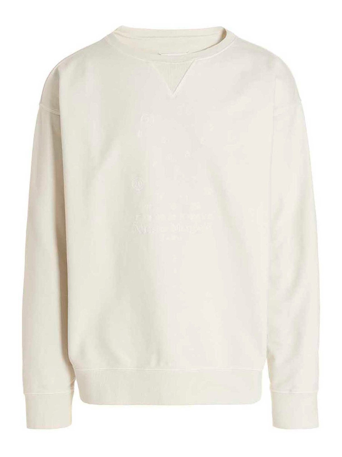Maison Margiela Logo Embroidery Sweatshirt In Blanco