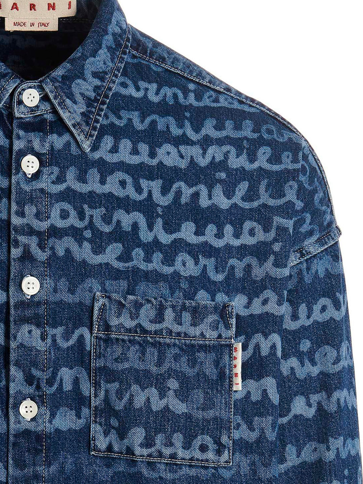 Marni Logo denim overshirt - Blue - Men|CUJU0061A0USCU90MMB60