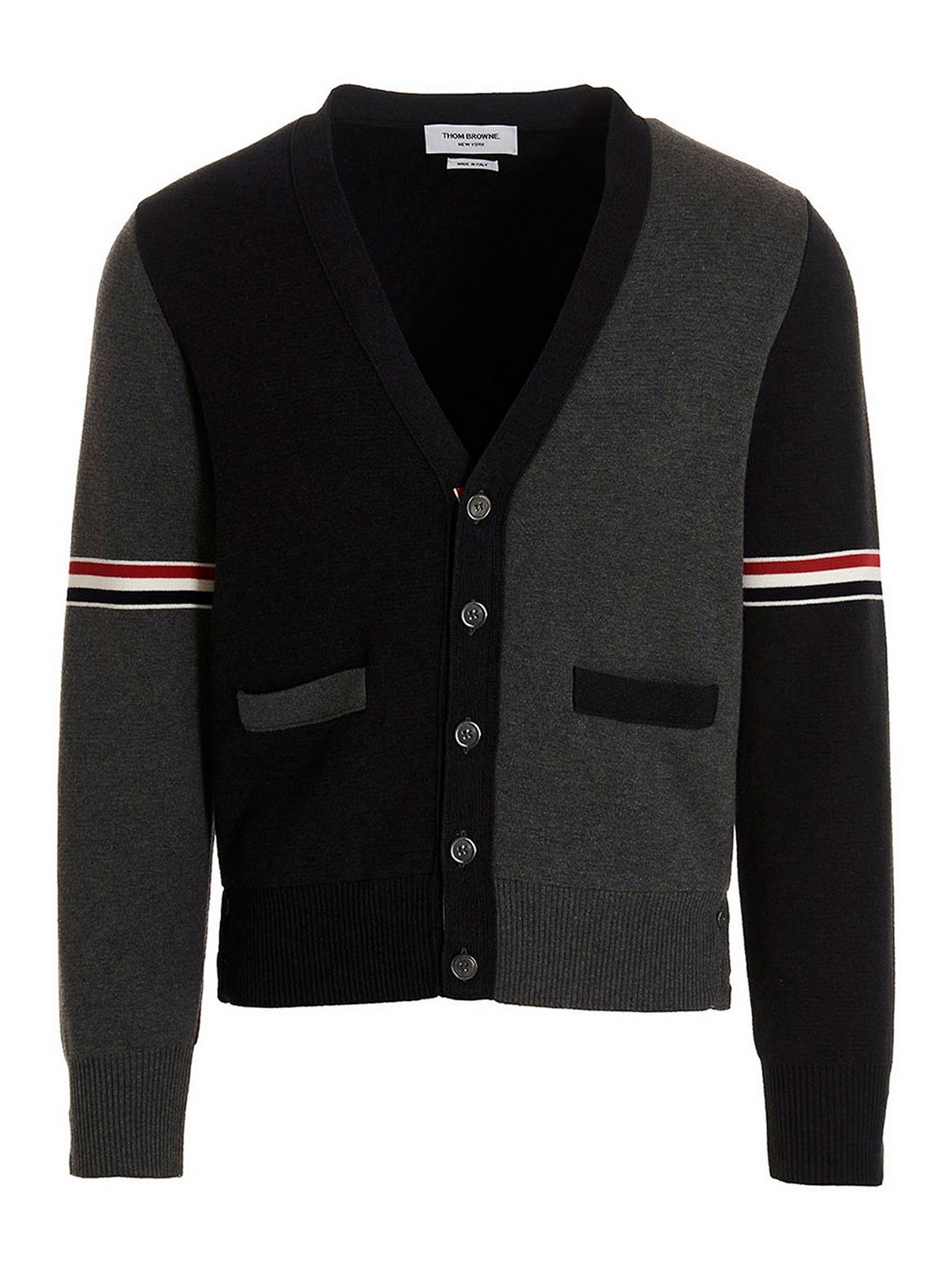 Shop Thom Browne Two-color Cardigan In Grey