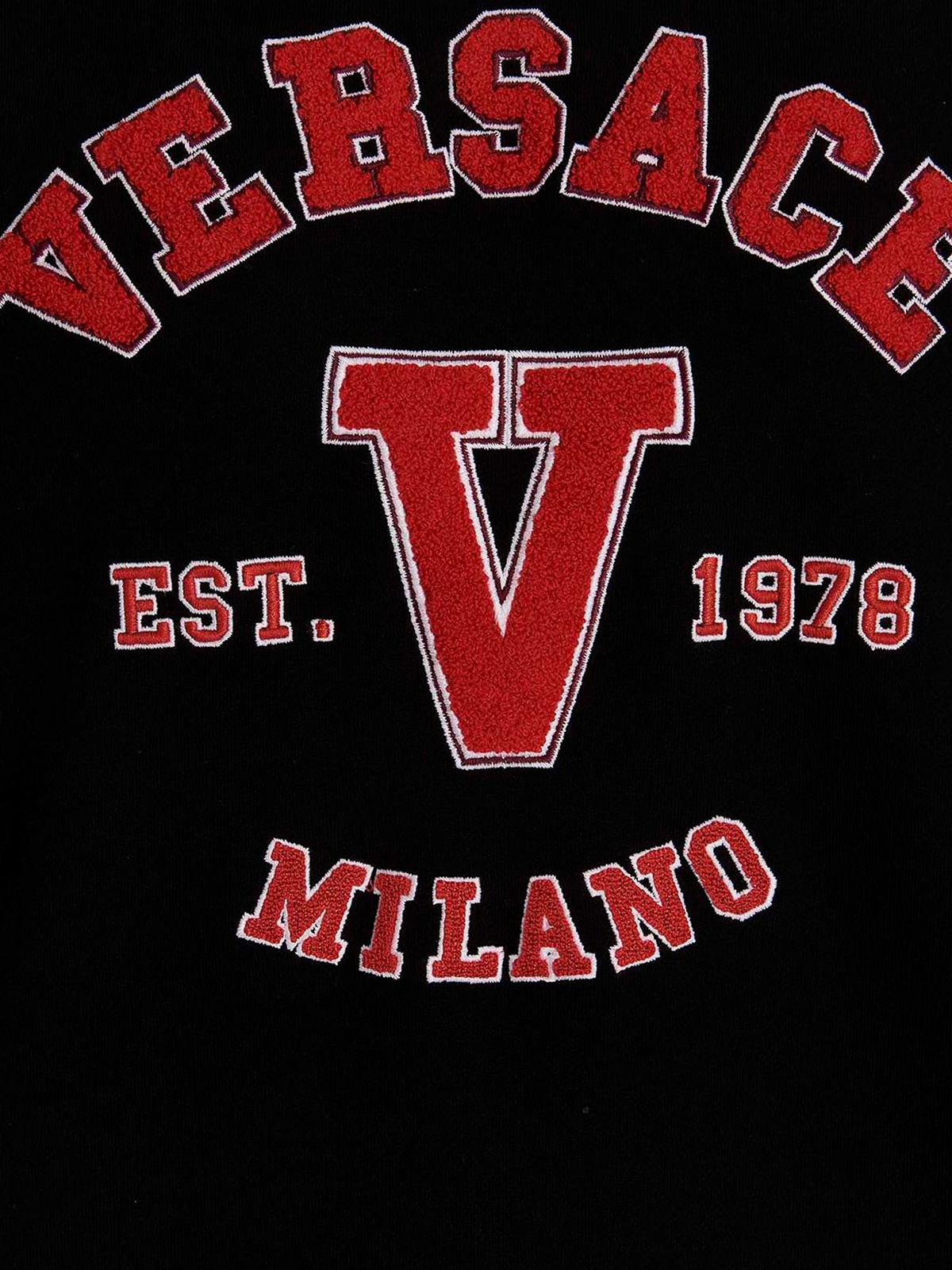 Shop Versace Logo Embroidery Hoodie In Black