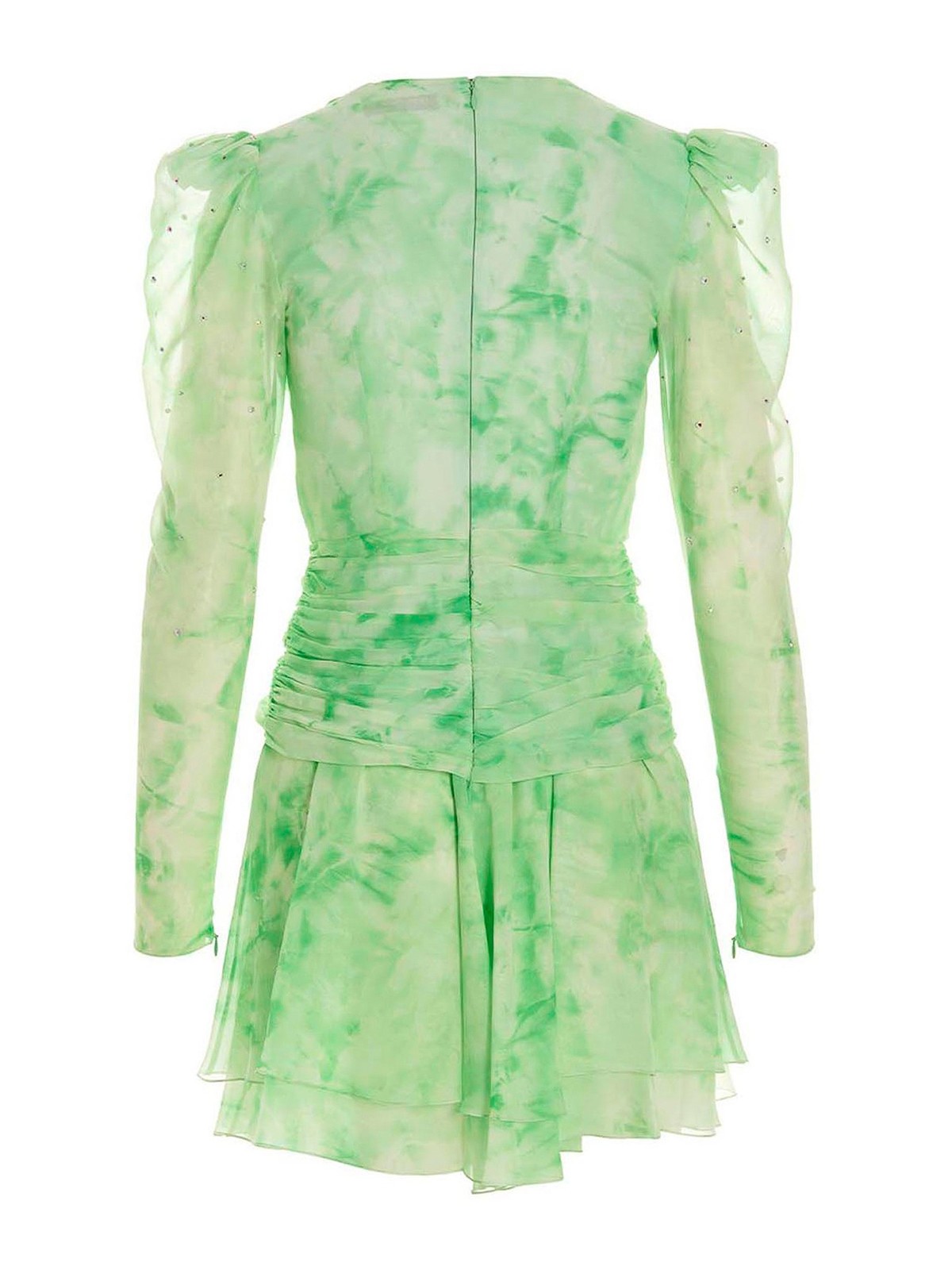 Shop Alessandra Rich Tie-dye Silk Dress In Verde