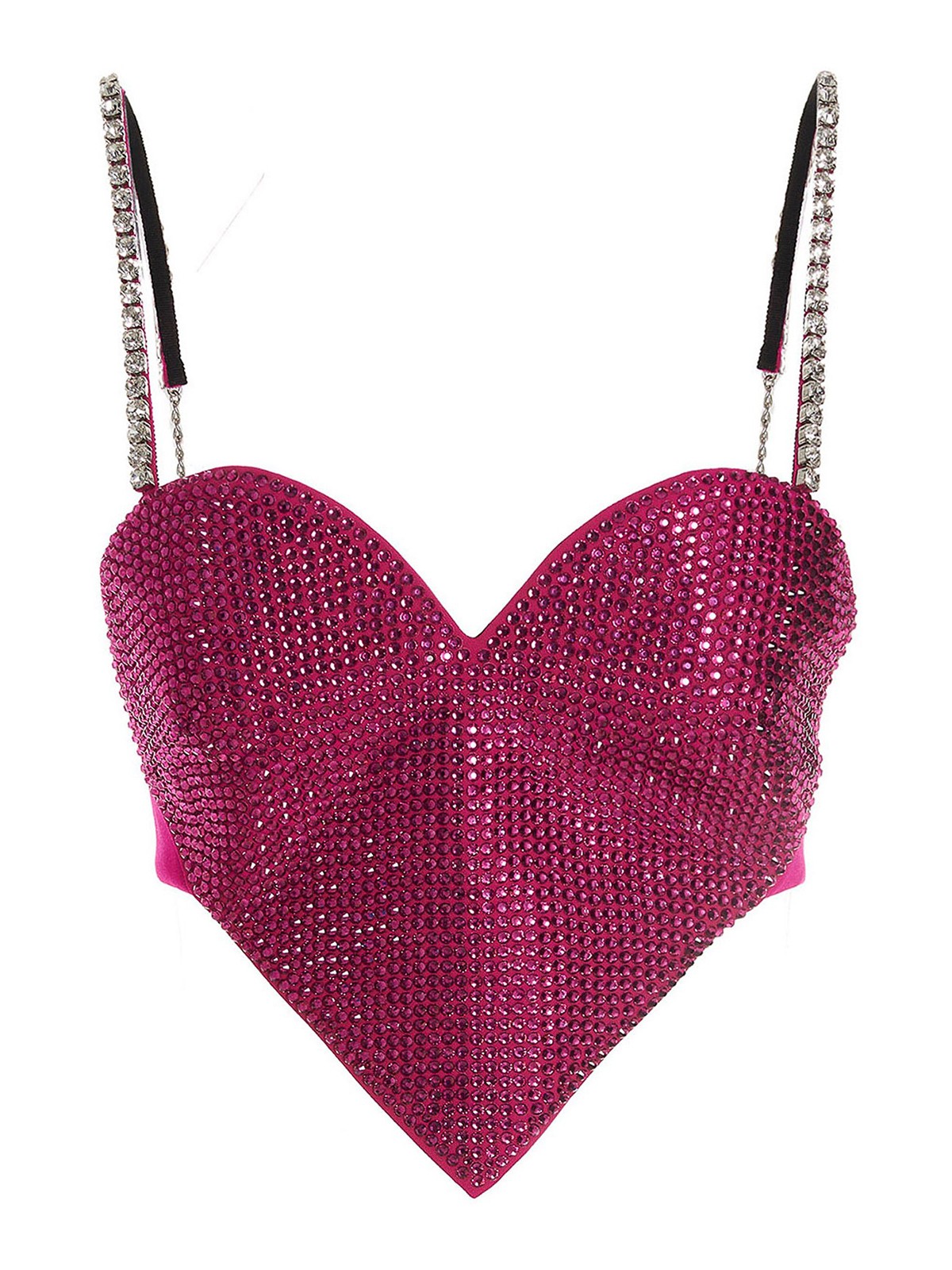 Shop Area Crystal Trim Heart Top In Fucsia
