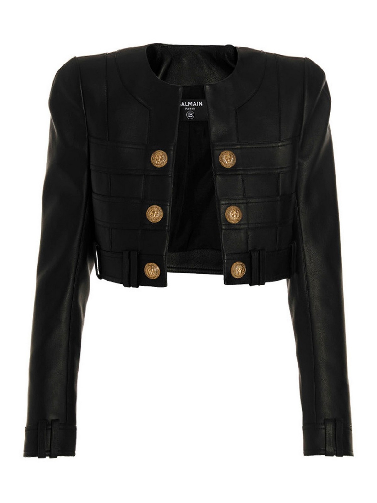Balmain Short leather jacket - Black - Women|AF1SD037LB240PA