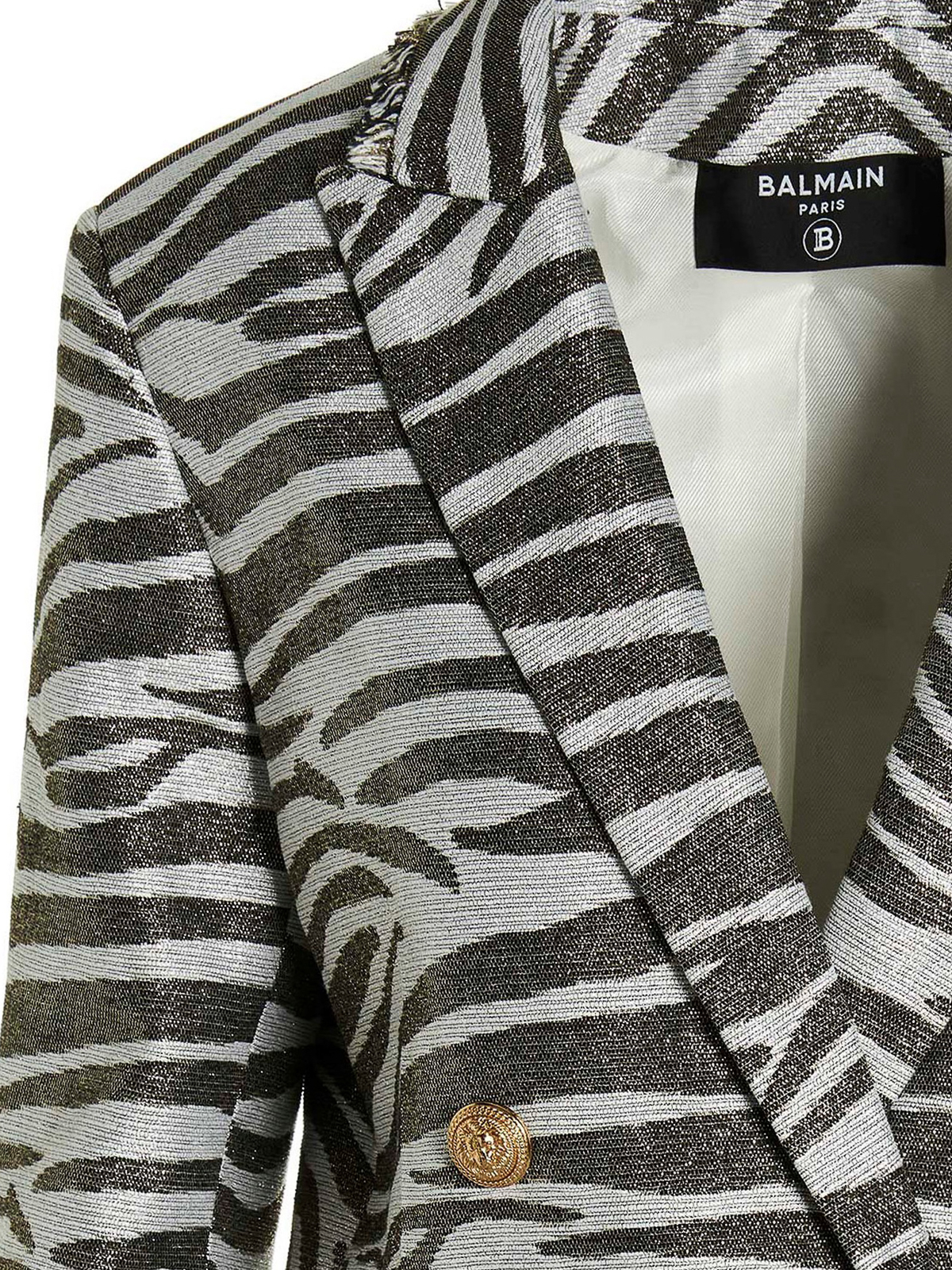 Shop Balmain Zebra Blazer Jacket In Multicolour