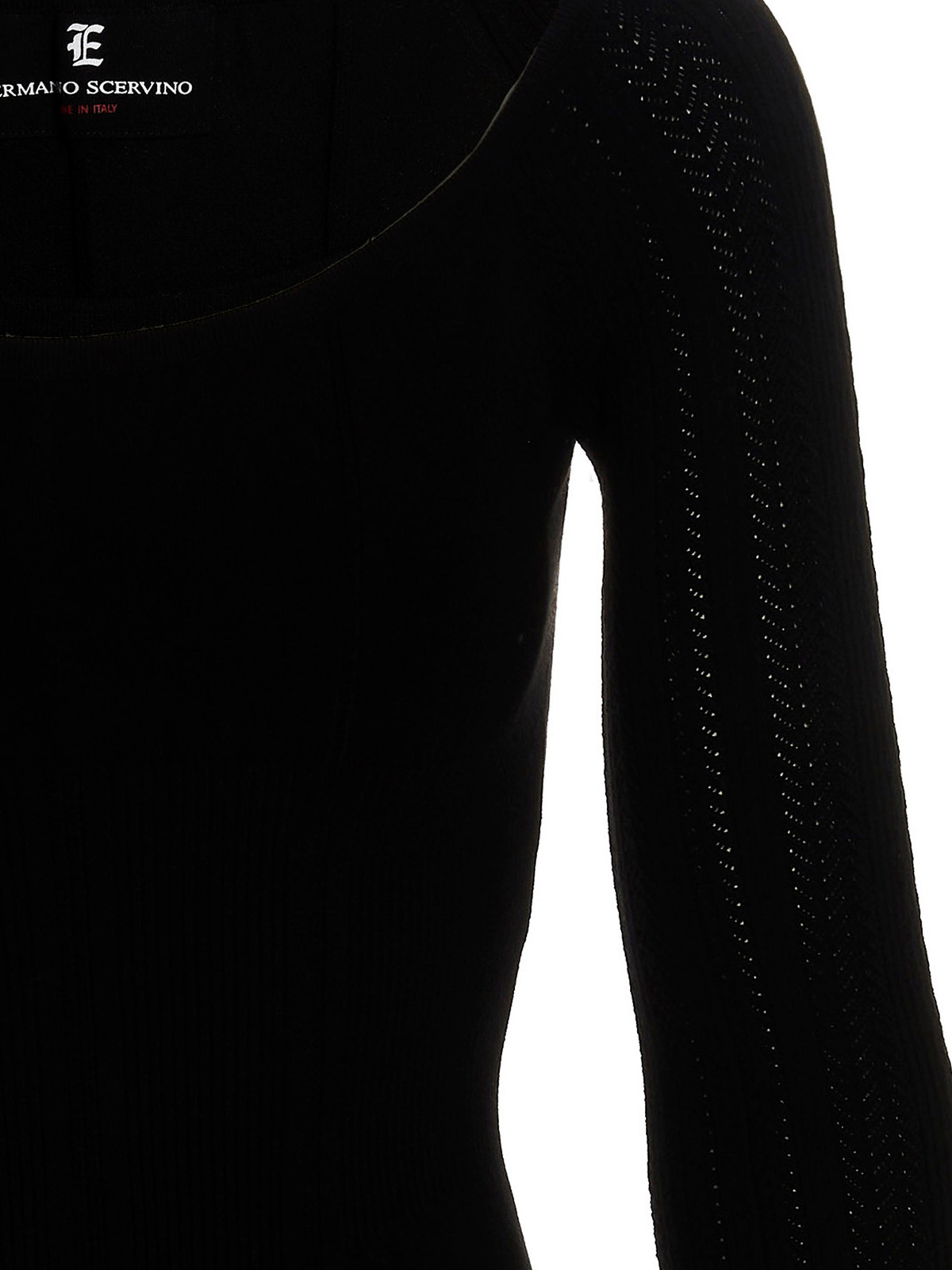 Shop Ermanno Scervino Knitted Midi Dress In Black